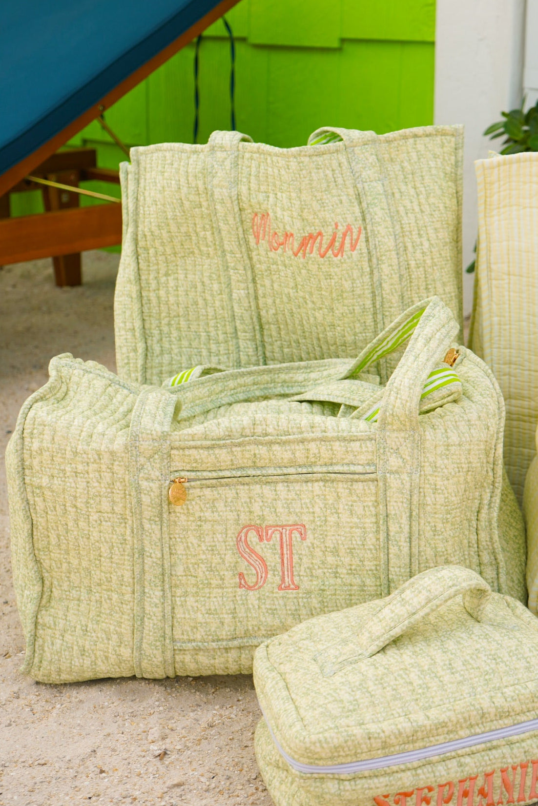 Quilted Block-Print Duffel Bag