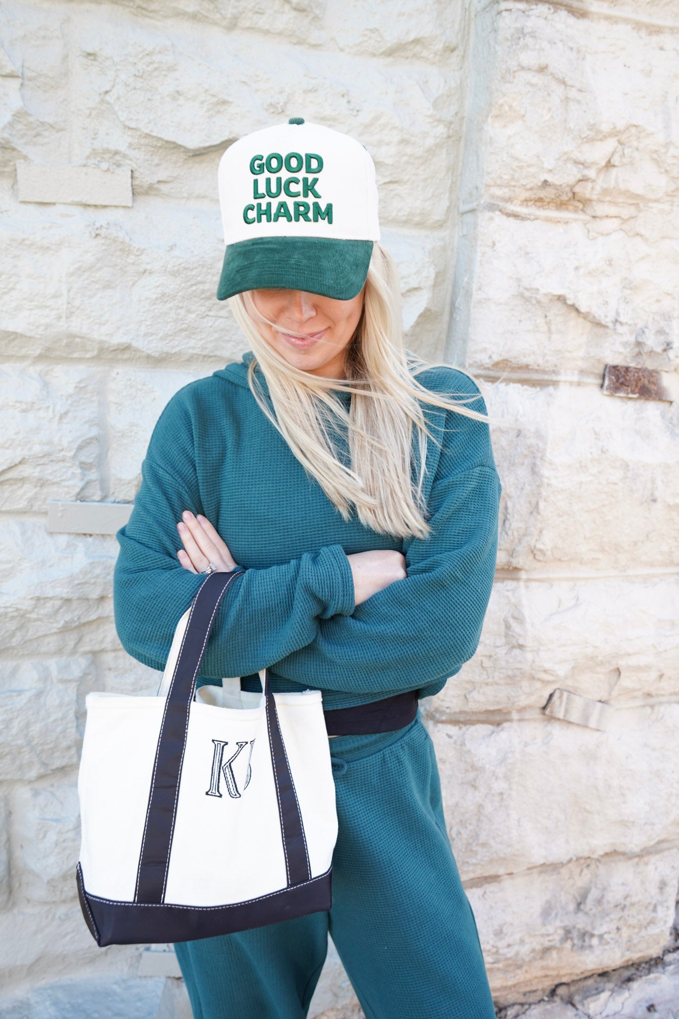 Good Luck Charm - Green Corduroy Vintage Hat