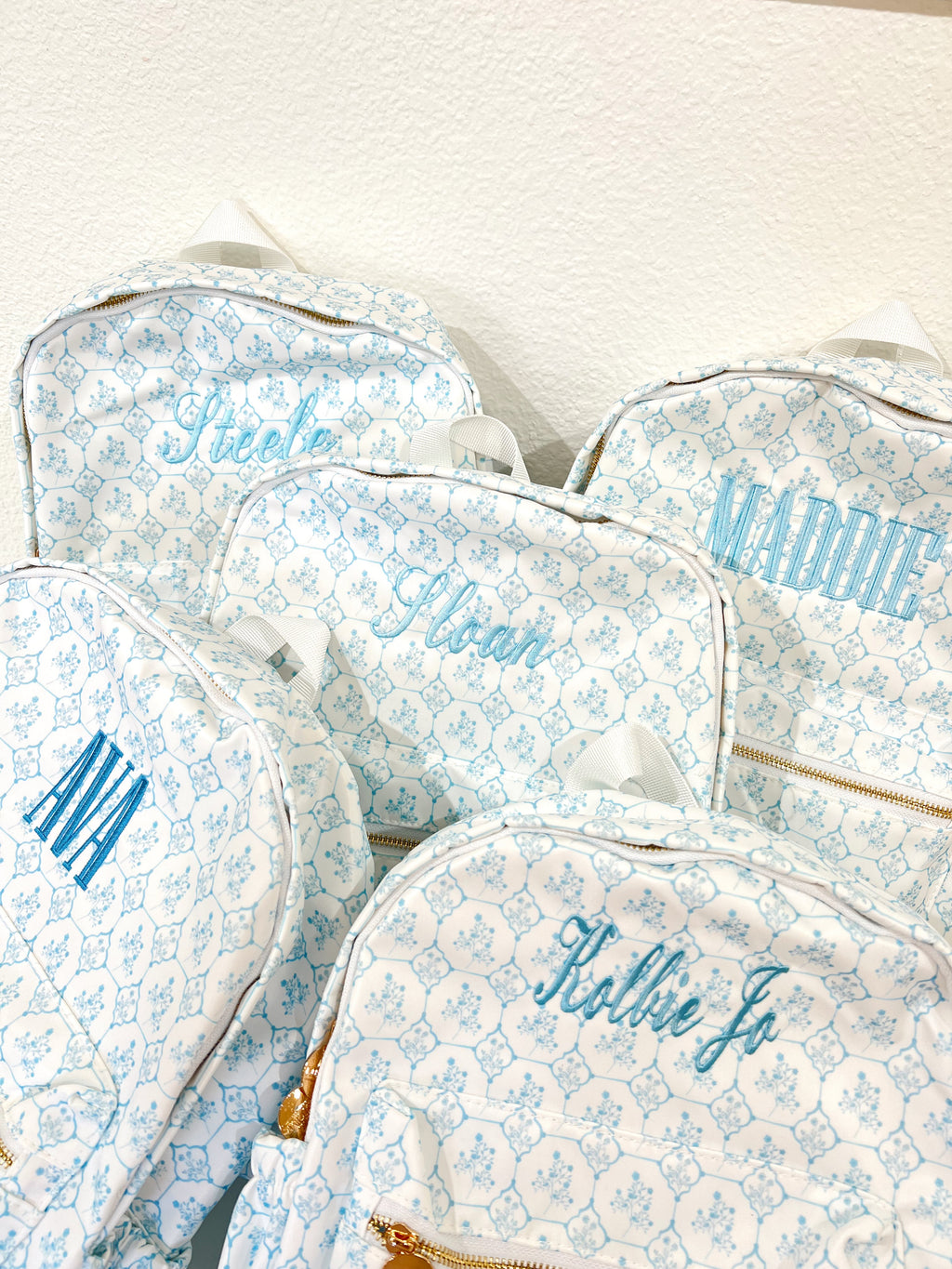 Blue Toile Backpack -PLAIN NO EMBROIDERY
