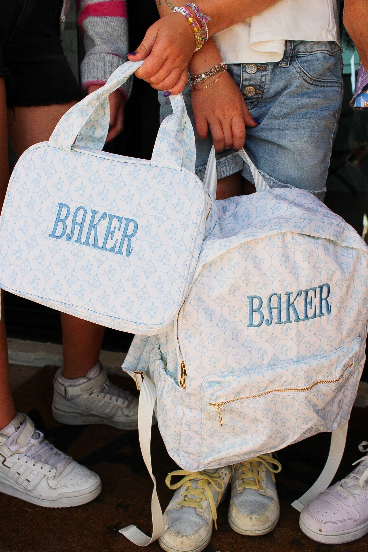 Blue Toile Backpack -PLAIN NO EMBROIDERY