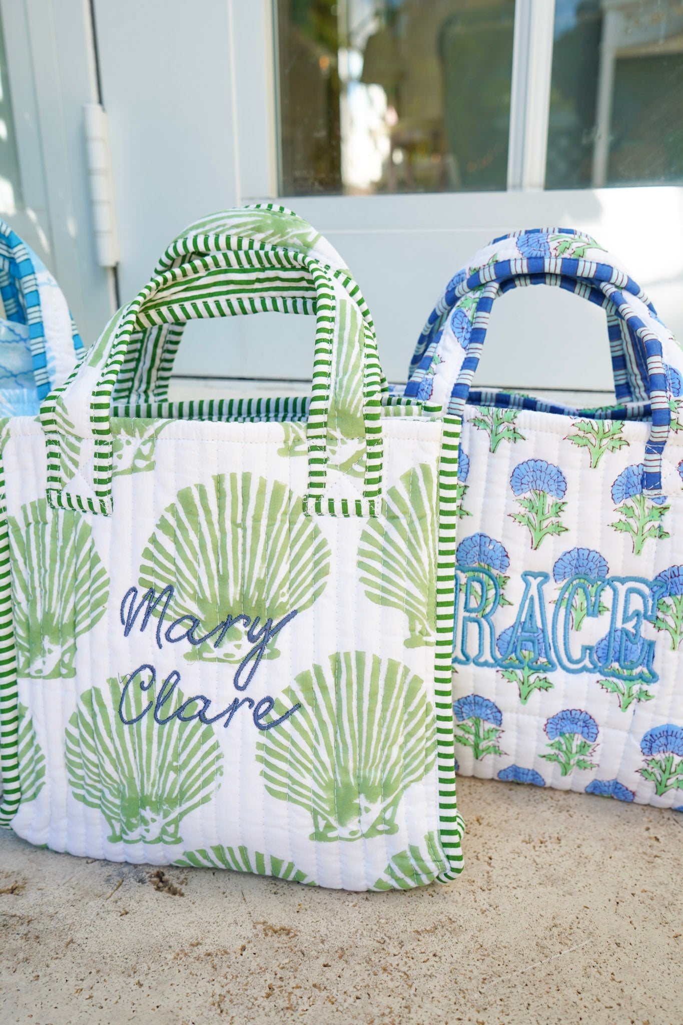 Quilted Block-Print Mini Tote Bag