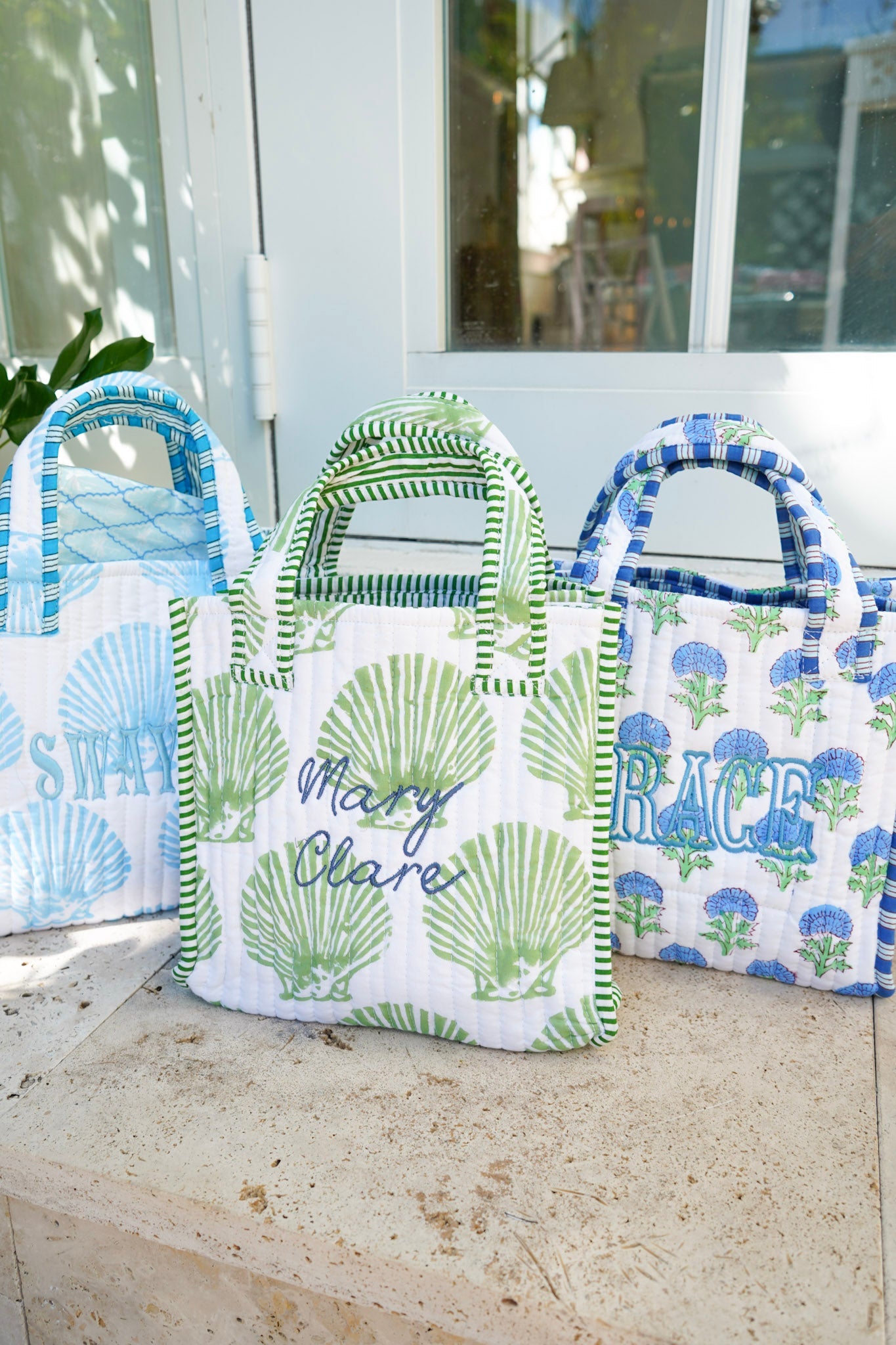 Quilted Block-Print Mini Tote Bag