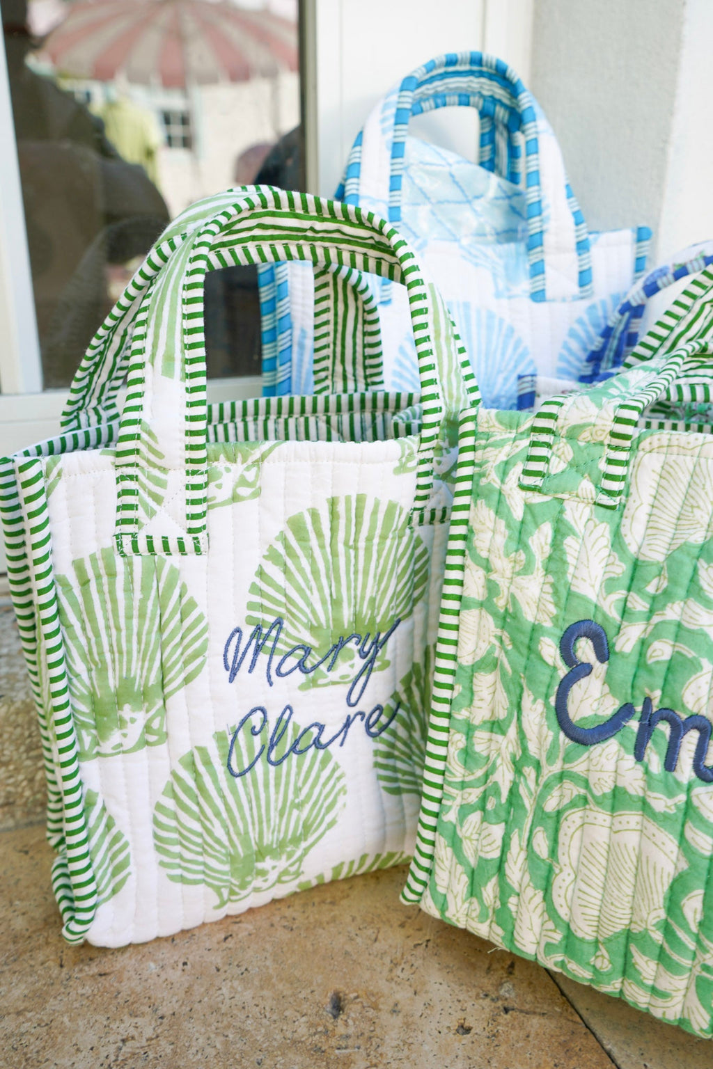 Quilted Block-Print Mini Tote Bag