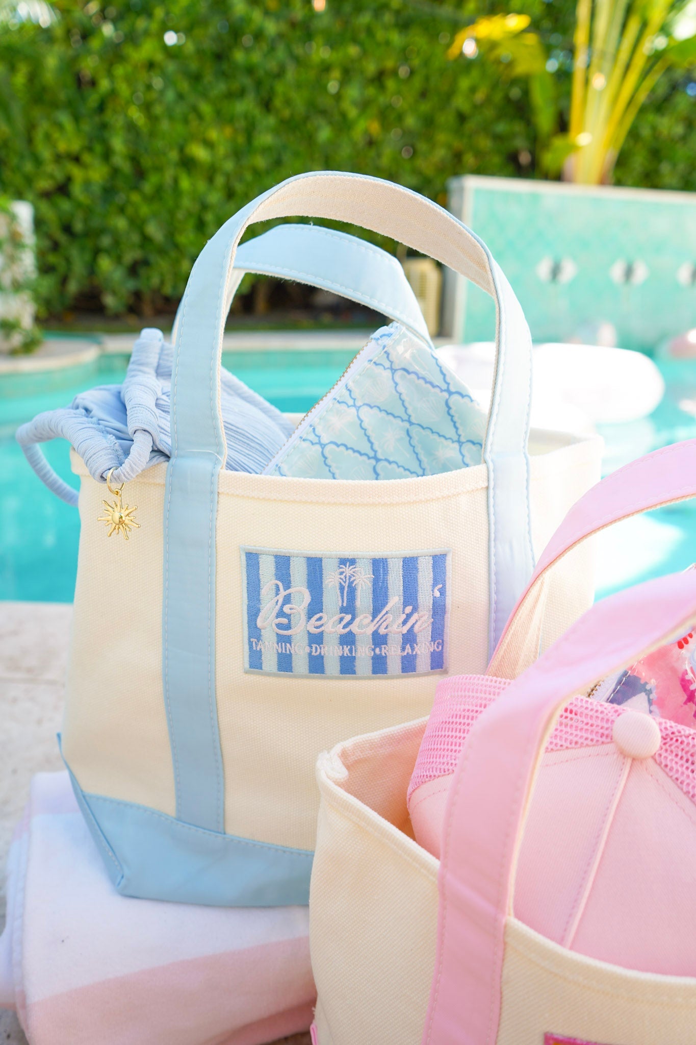 Beachin' - Mini Canvas Tote