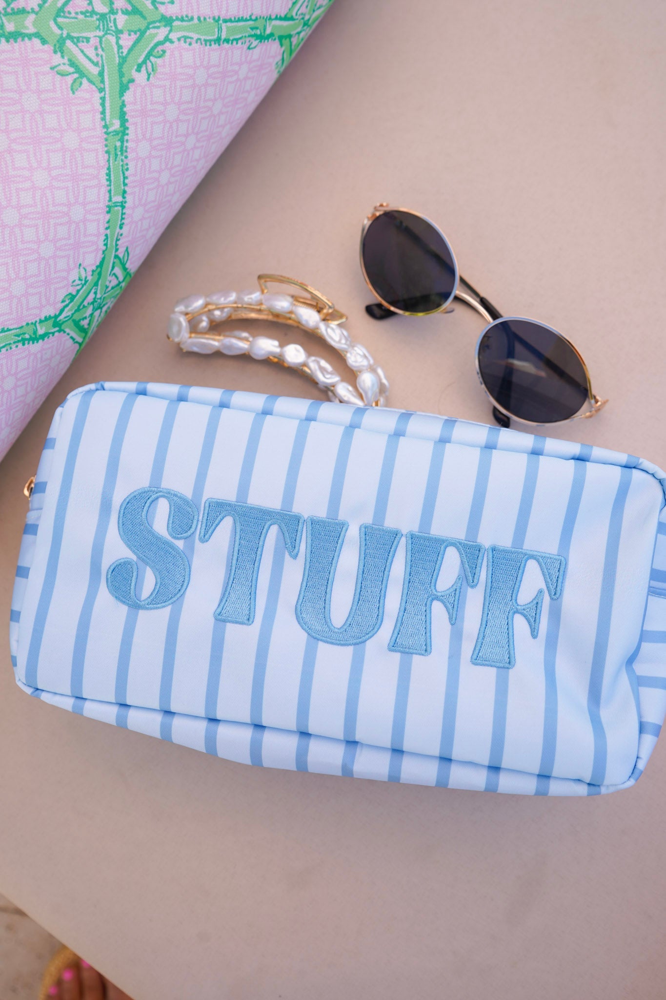 Striped Travel- Ready Cosmetic Bags