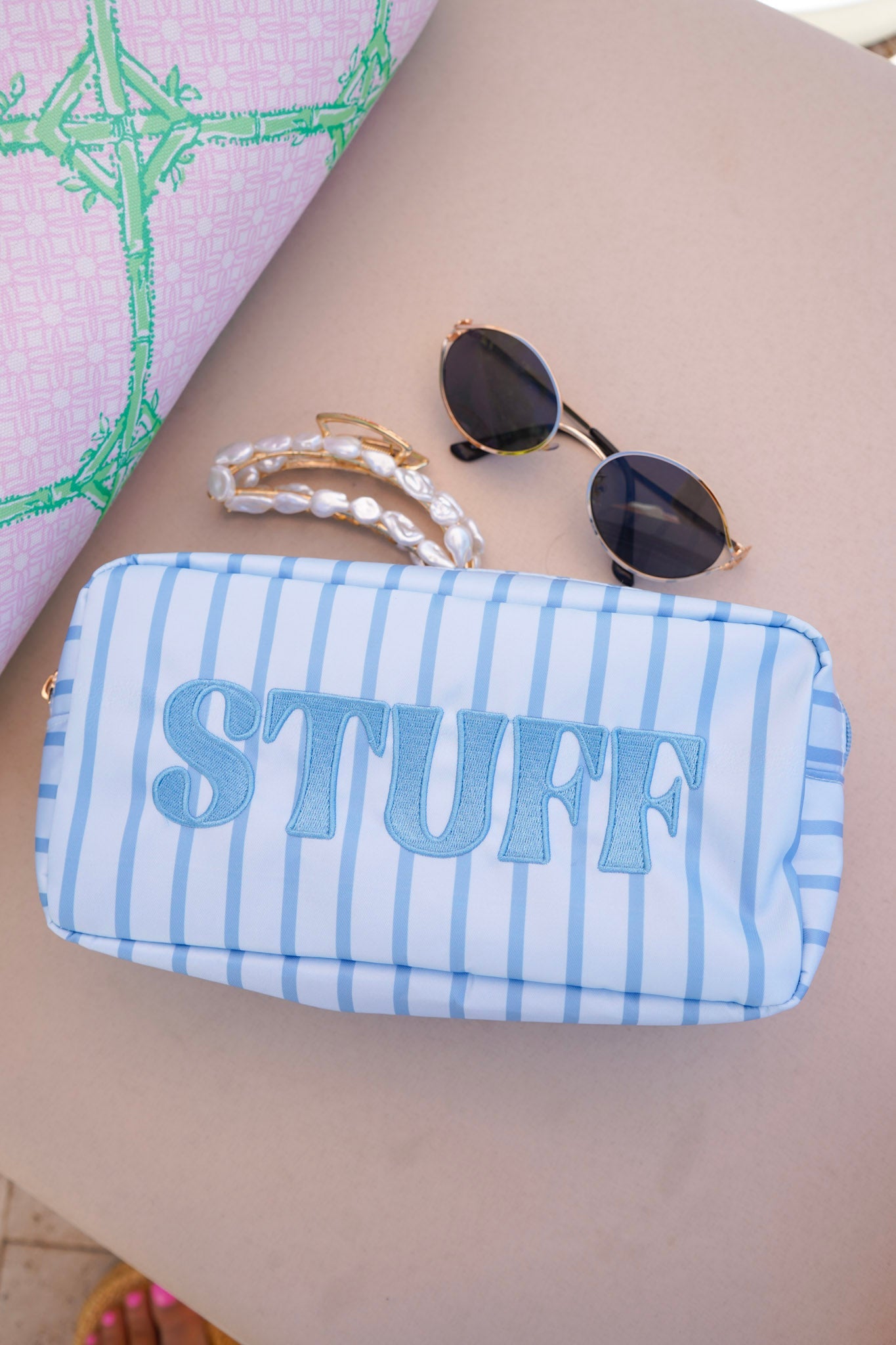 Striped Travel- Ready Cosmetic Bags