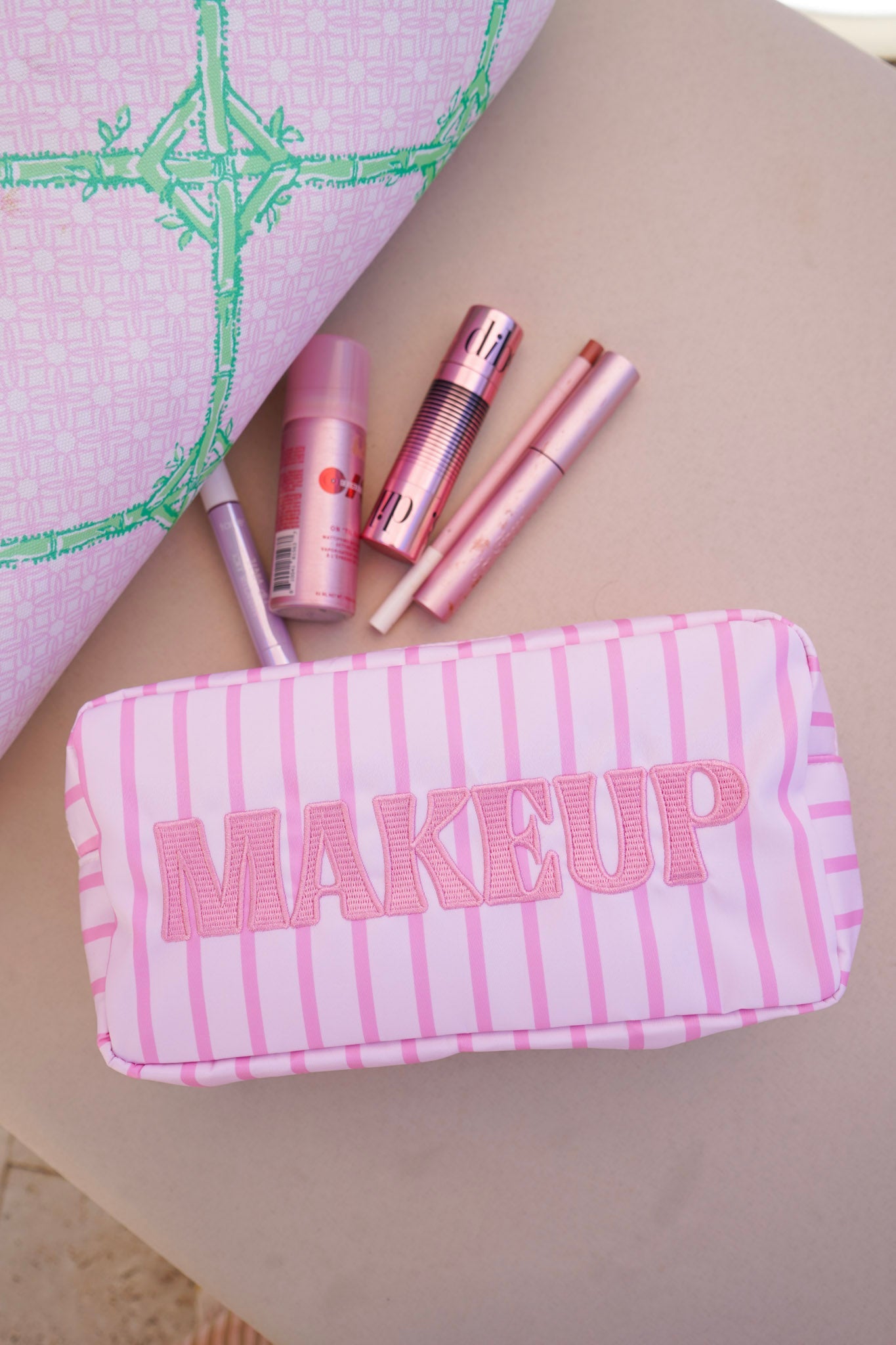 Striped Travel- Ready Cosmetic Bags