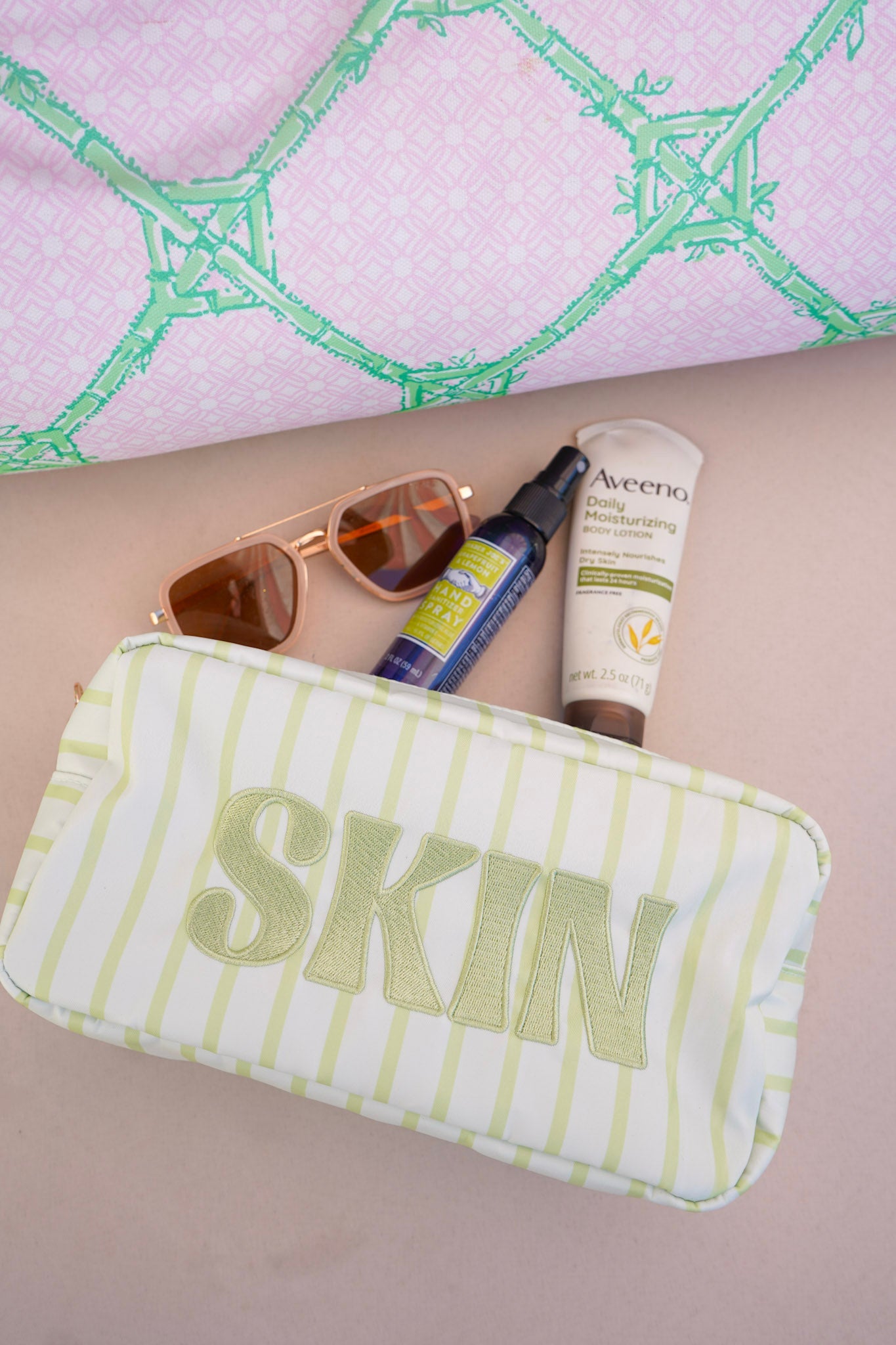 Striped Travel- Ready Cosmetic Bags