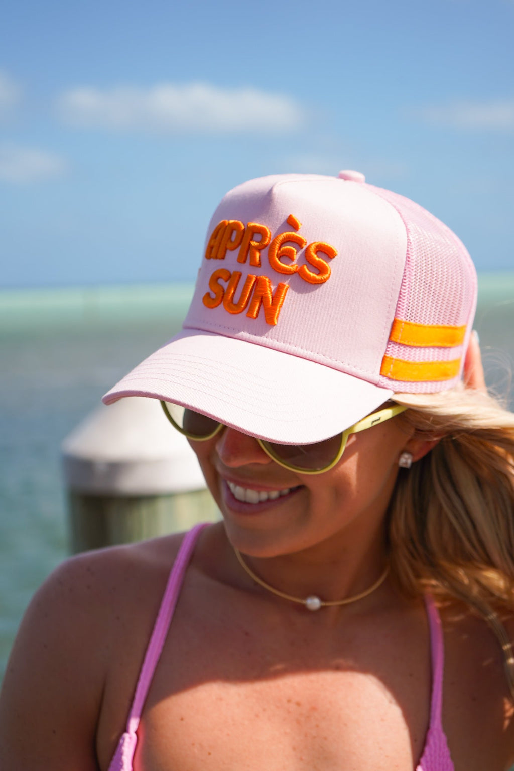 Apres Sun - Pink Canvas Trucker Hat