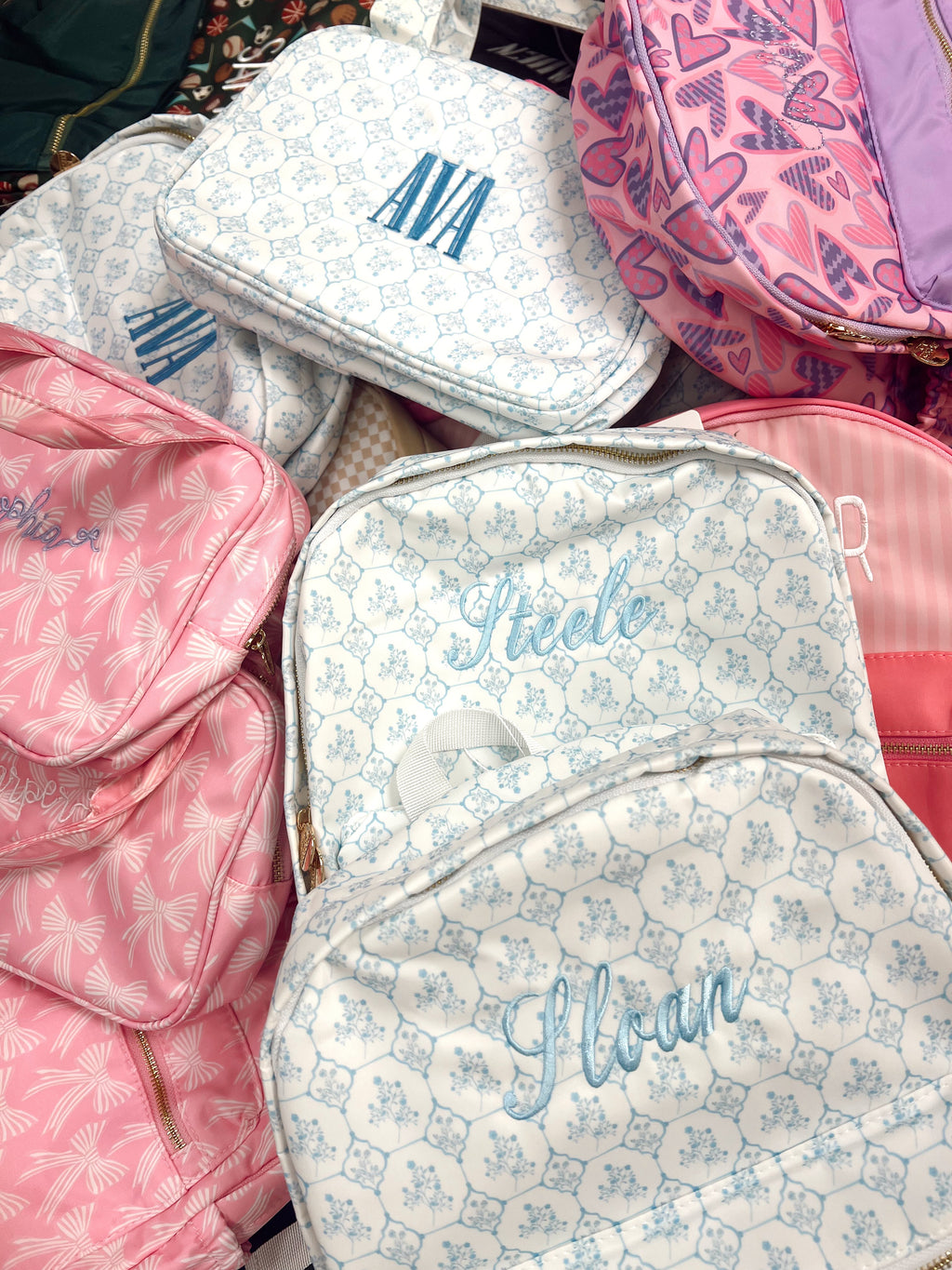 Blue Toile Backpack -PLAIN NO EMBROIDERY