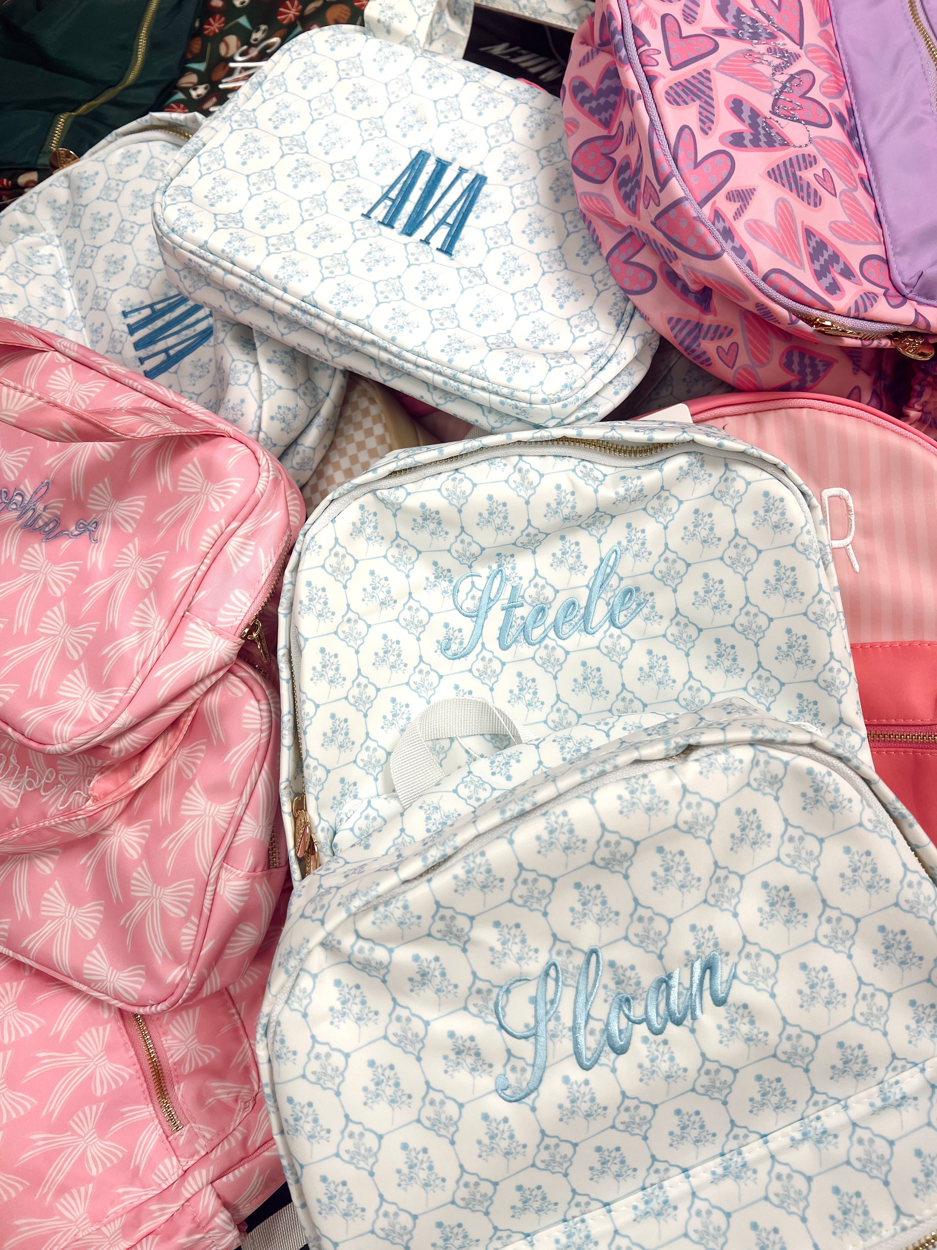 Blue Toile Backpack -PLAIN NO EMBROIDERY