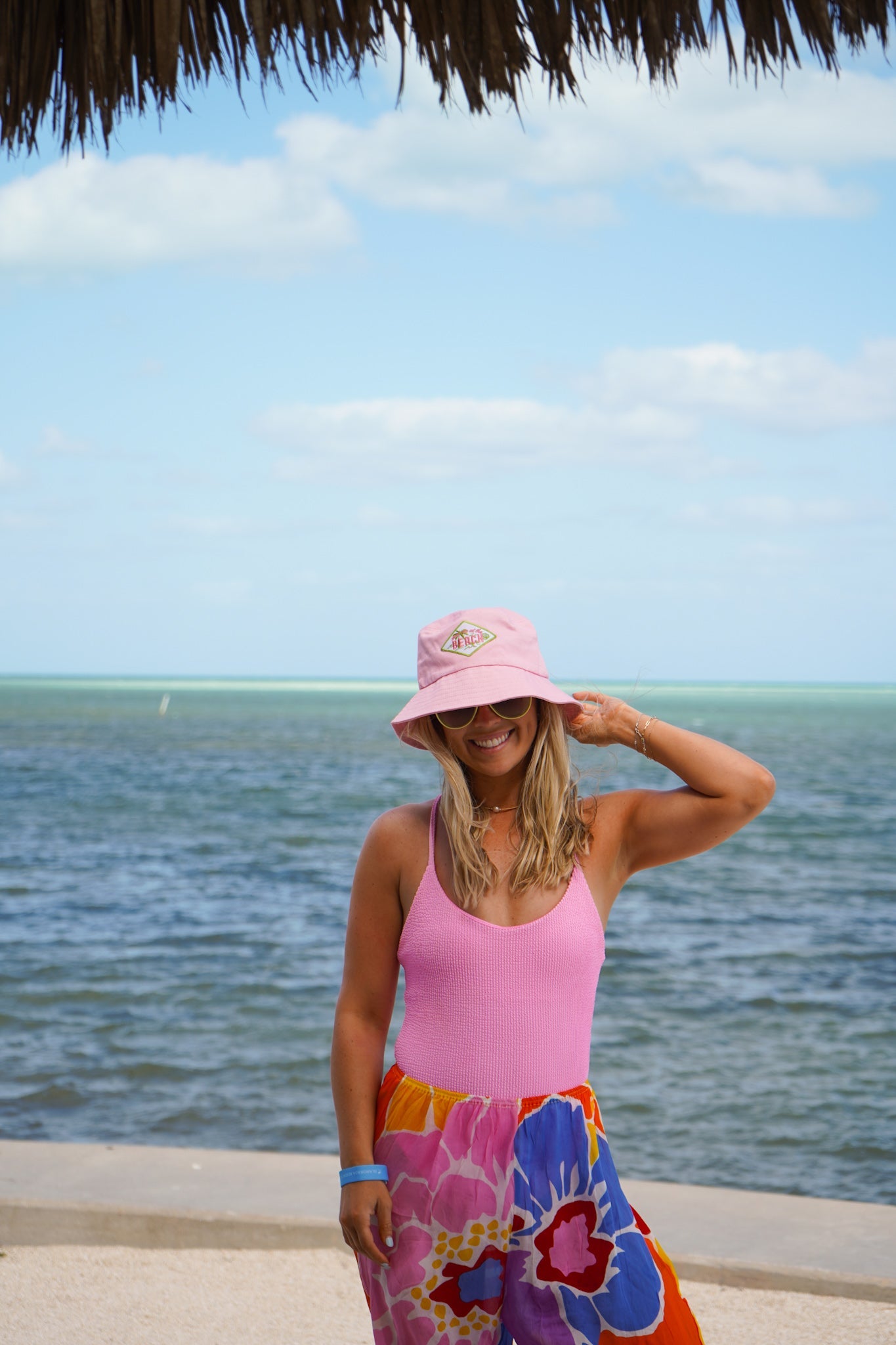 Meet Me at the Beach Bucket Hat - Pink & Green