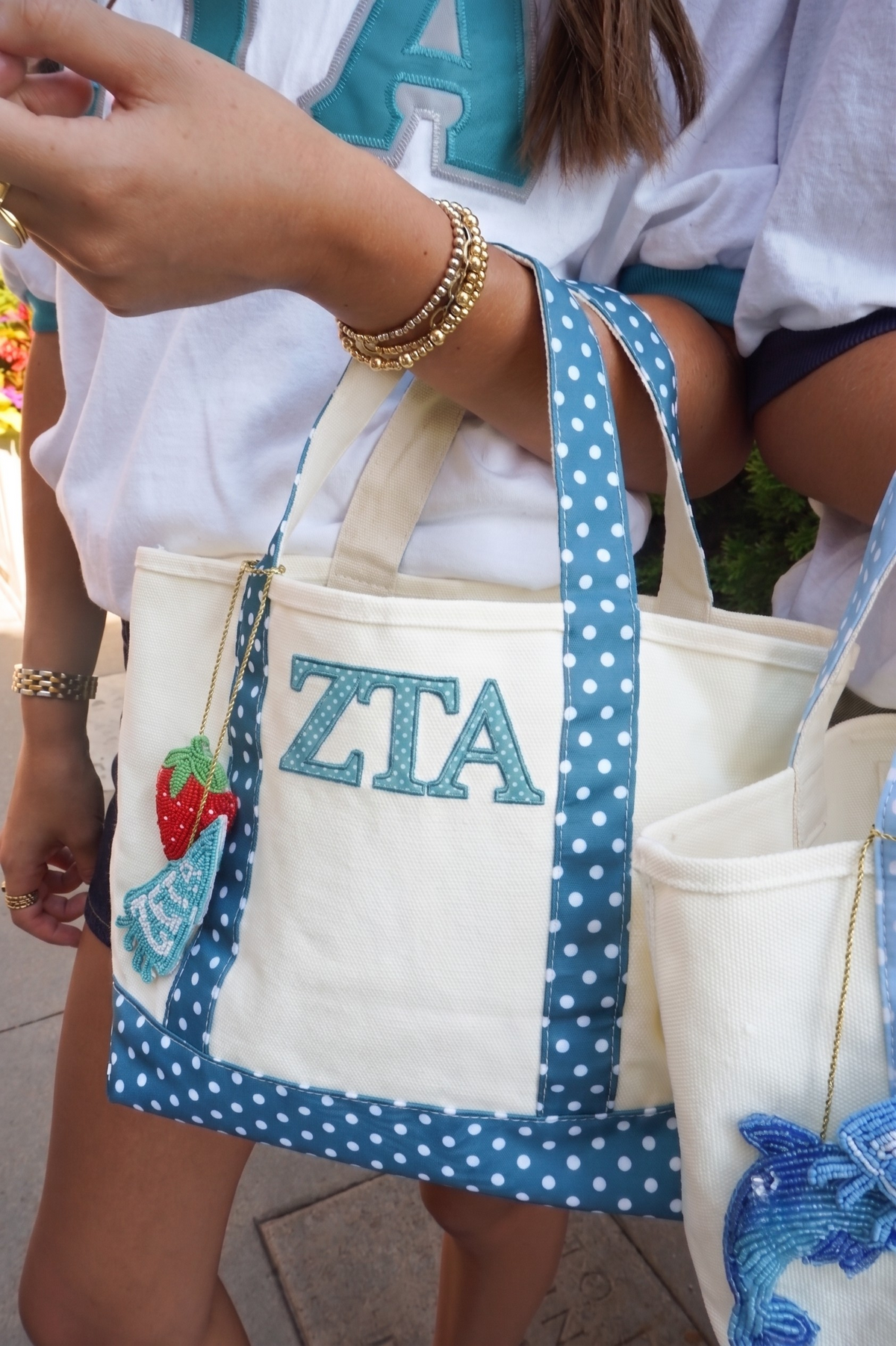Sorority Greek Mini Polka Dot Canvas Tote