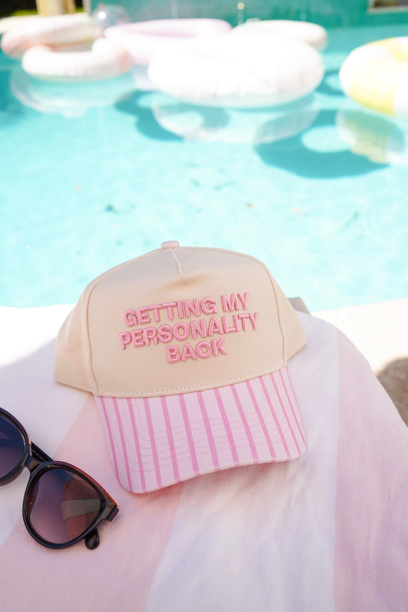 Getting my Personality Back - Pink Stripe Trucker Hat