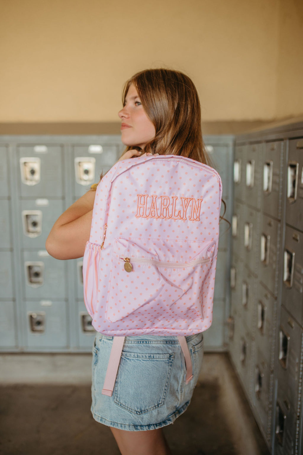 Pink & Peach Polka Dot Backpack