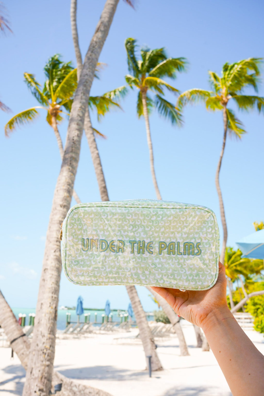 Under the Palms - Green Scallops Large Clear Coat Bag