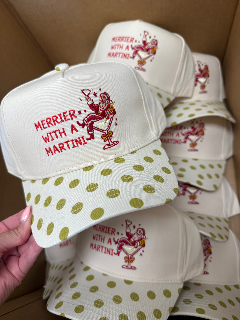 Merrier with Martini - Chartreuse Polka Dot Trucker Hat