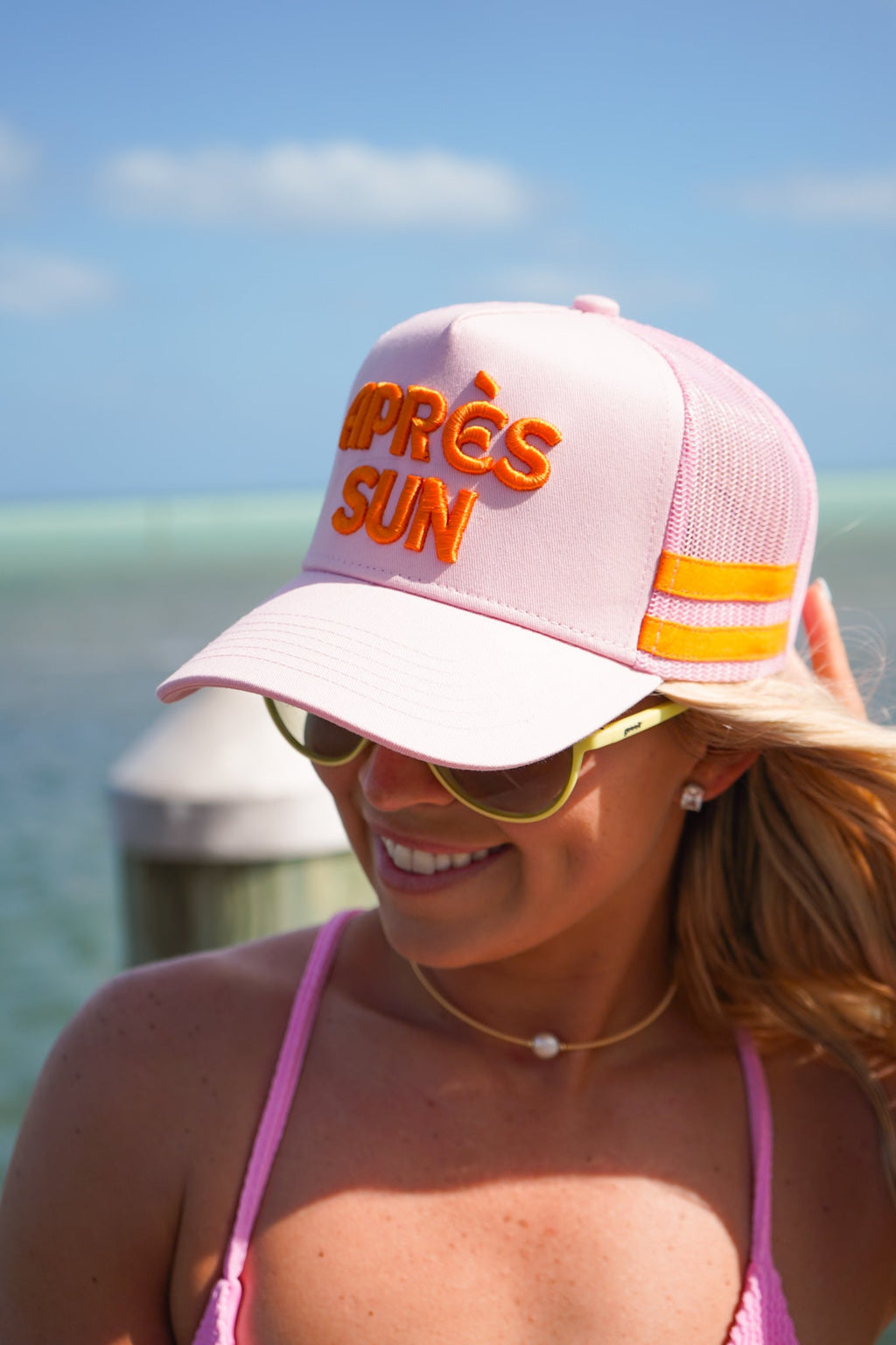 Apres Sun - Pink Canvas Trucker Hat