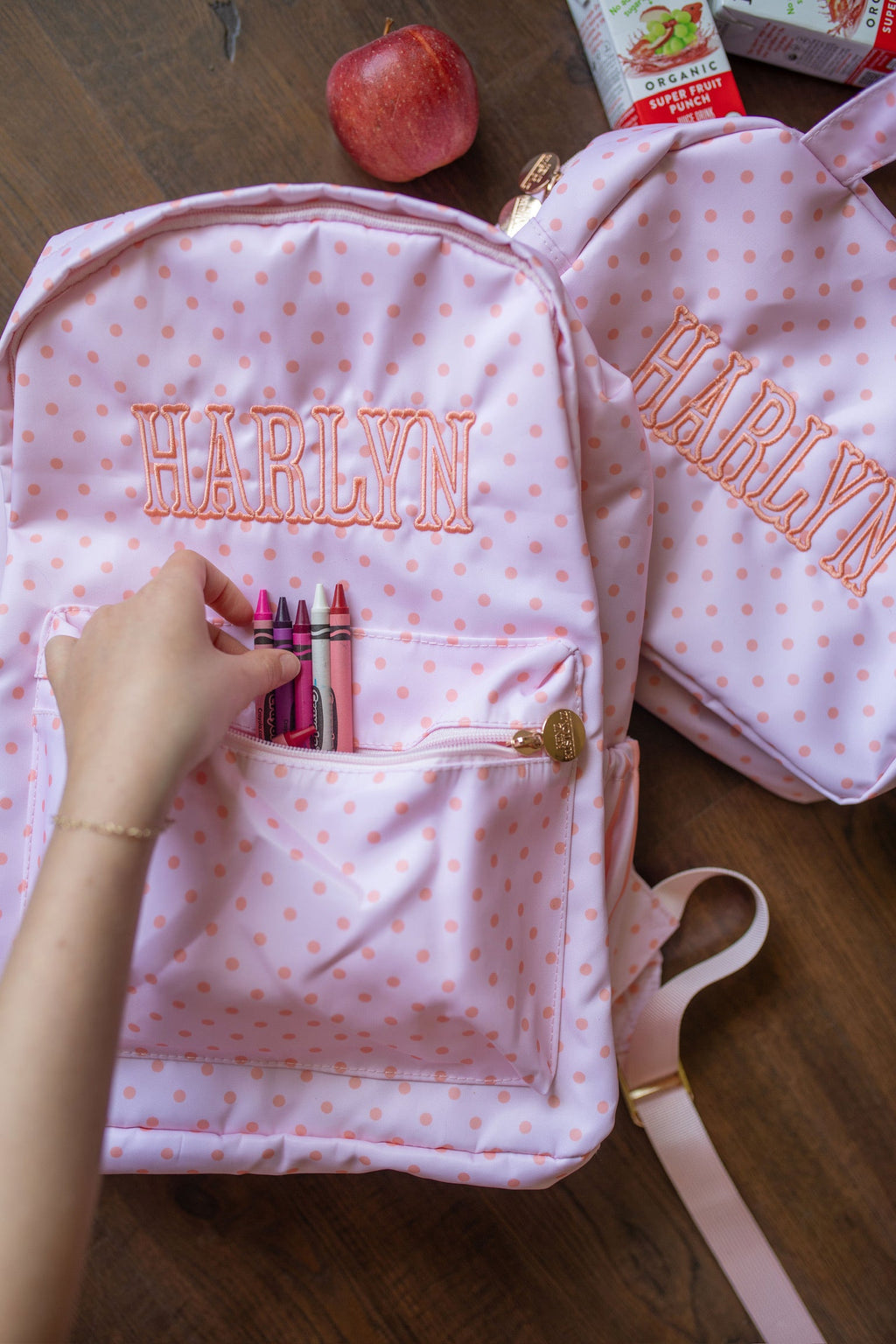 Pink & Peach Polka Dot Backpack