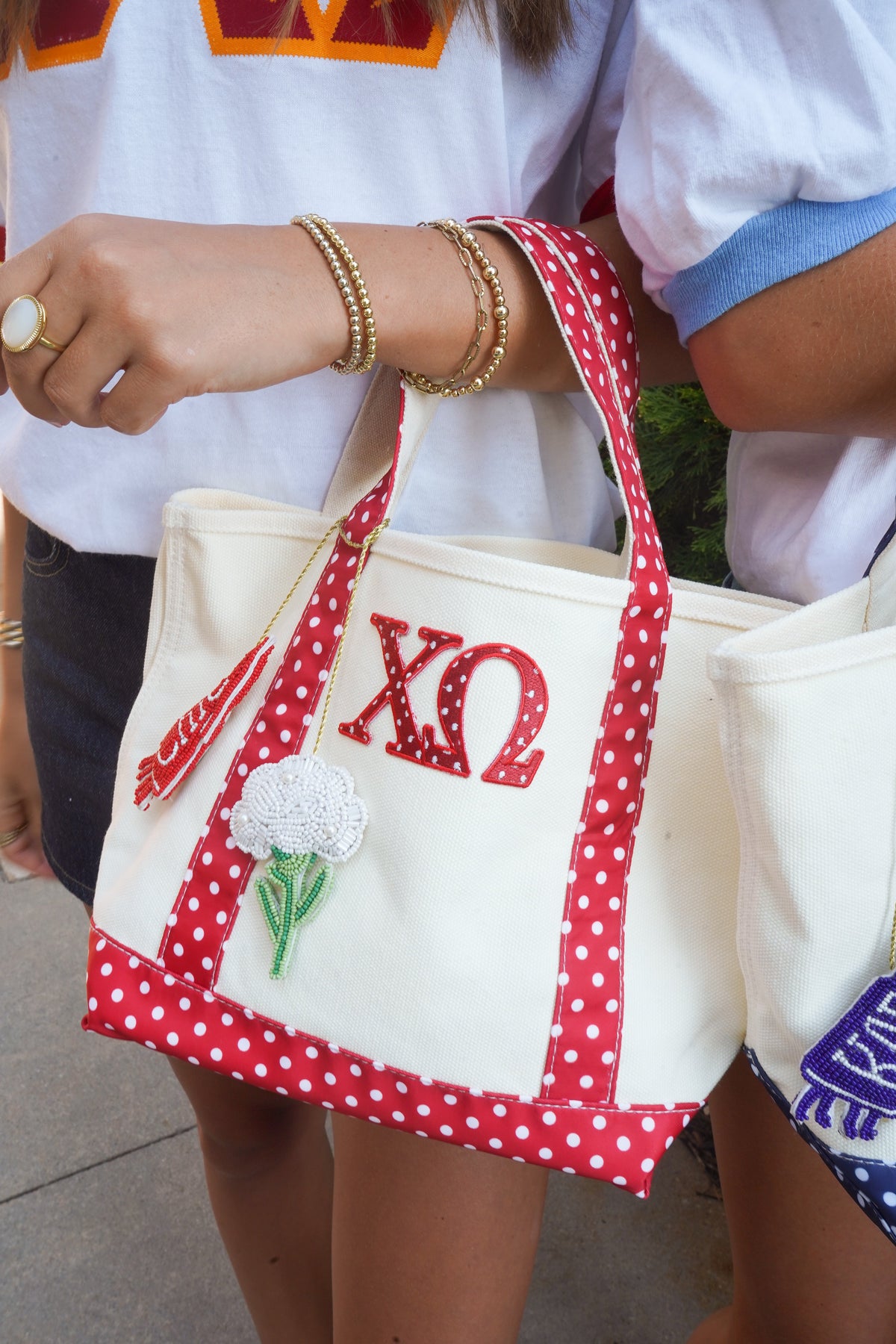 Sorority Greek Mini Polka Dot Canvas Tote