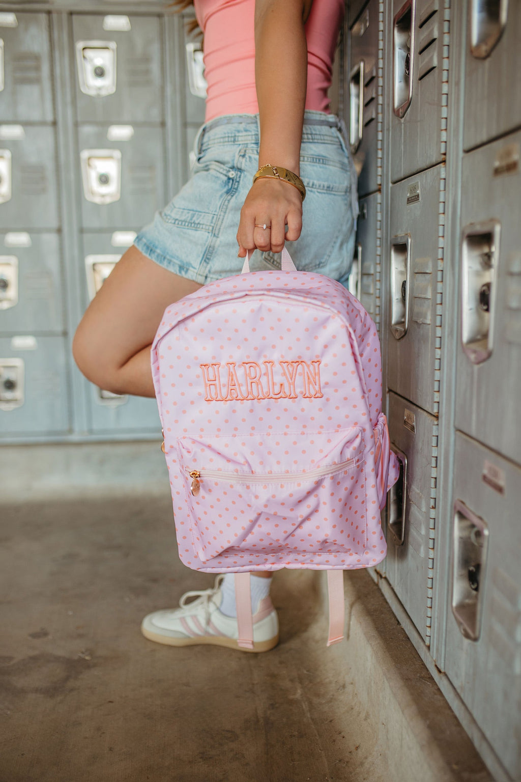 Pink & Peach Polka Dot Backpack