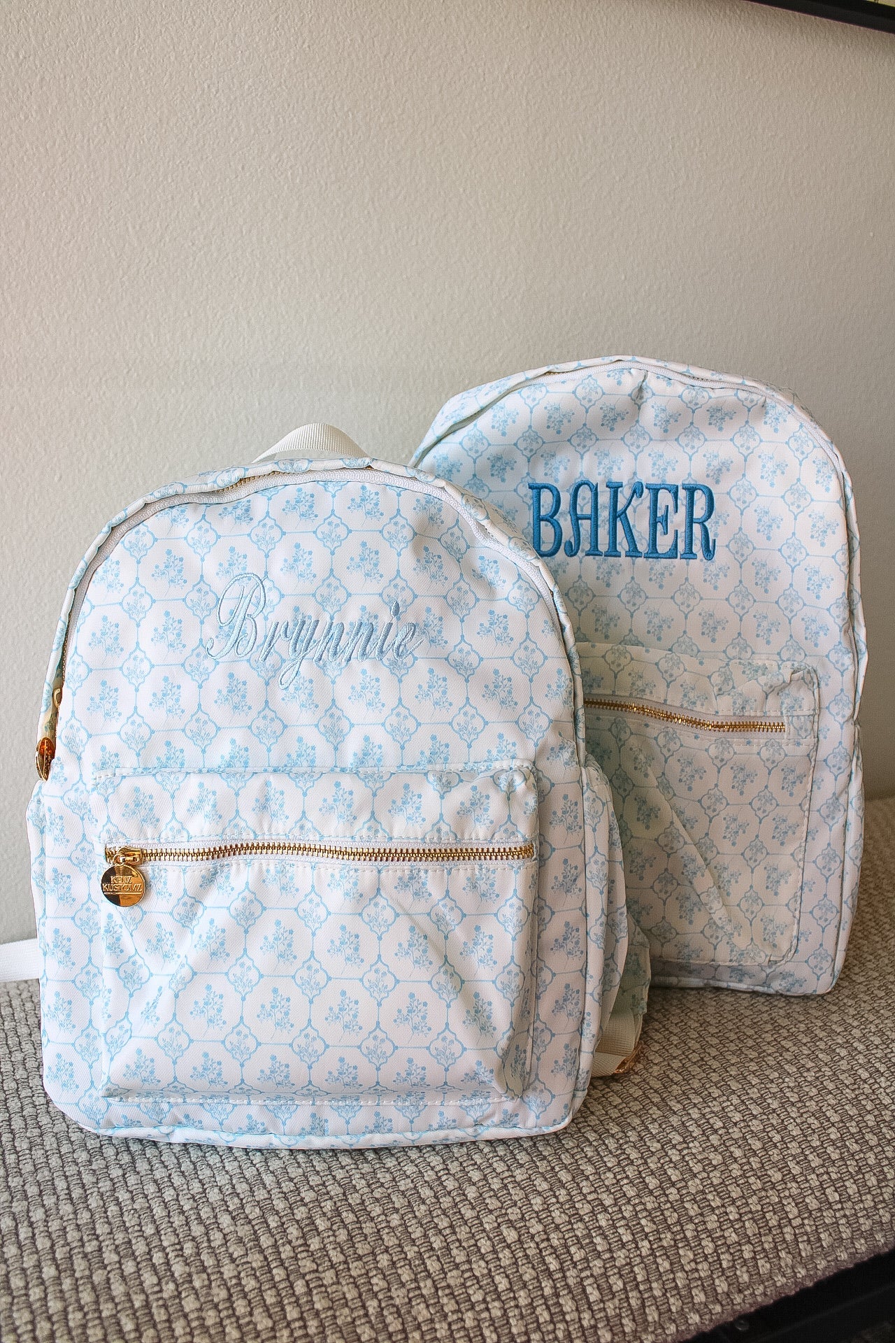 Blue Toile Backpack -PLAIN NO EMBROIDERY