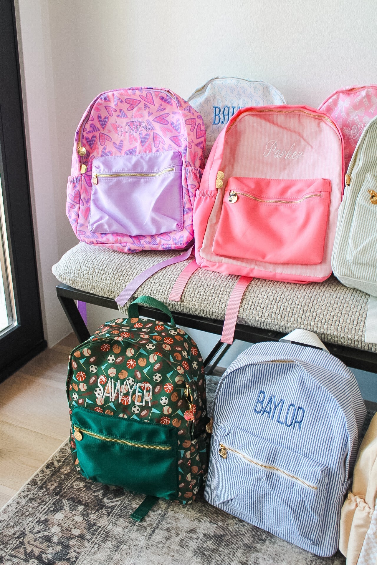 Lilac Hearts Backpack -PLAIN NO EMBROIDERY