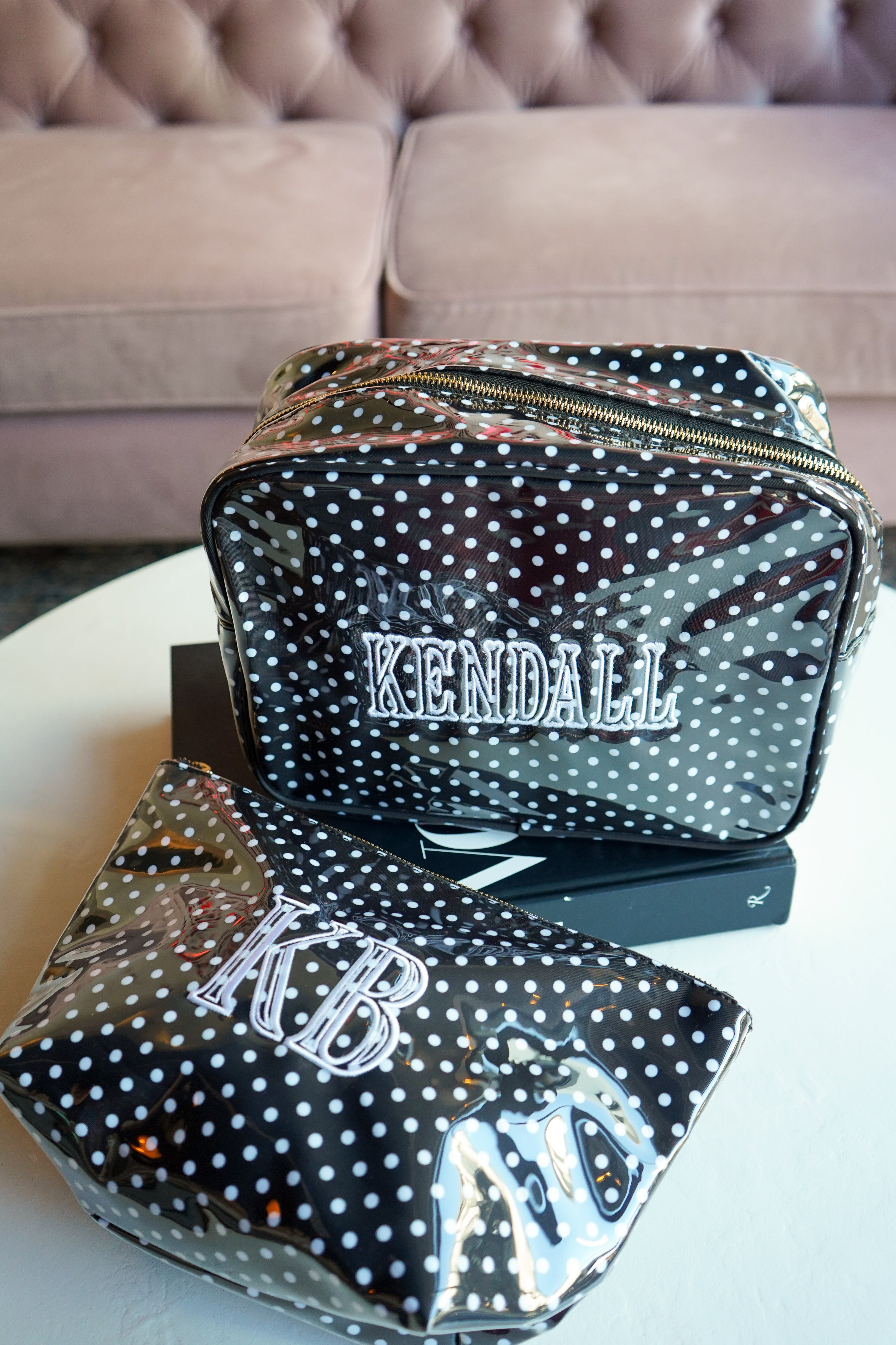 Black Polka Dot - Clear Coat XL Toiletry Bag