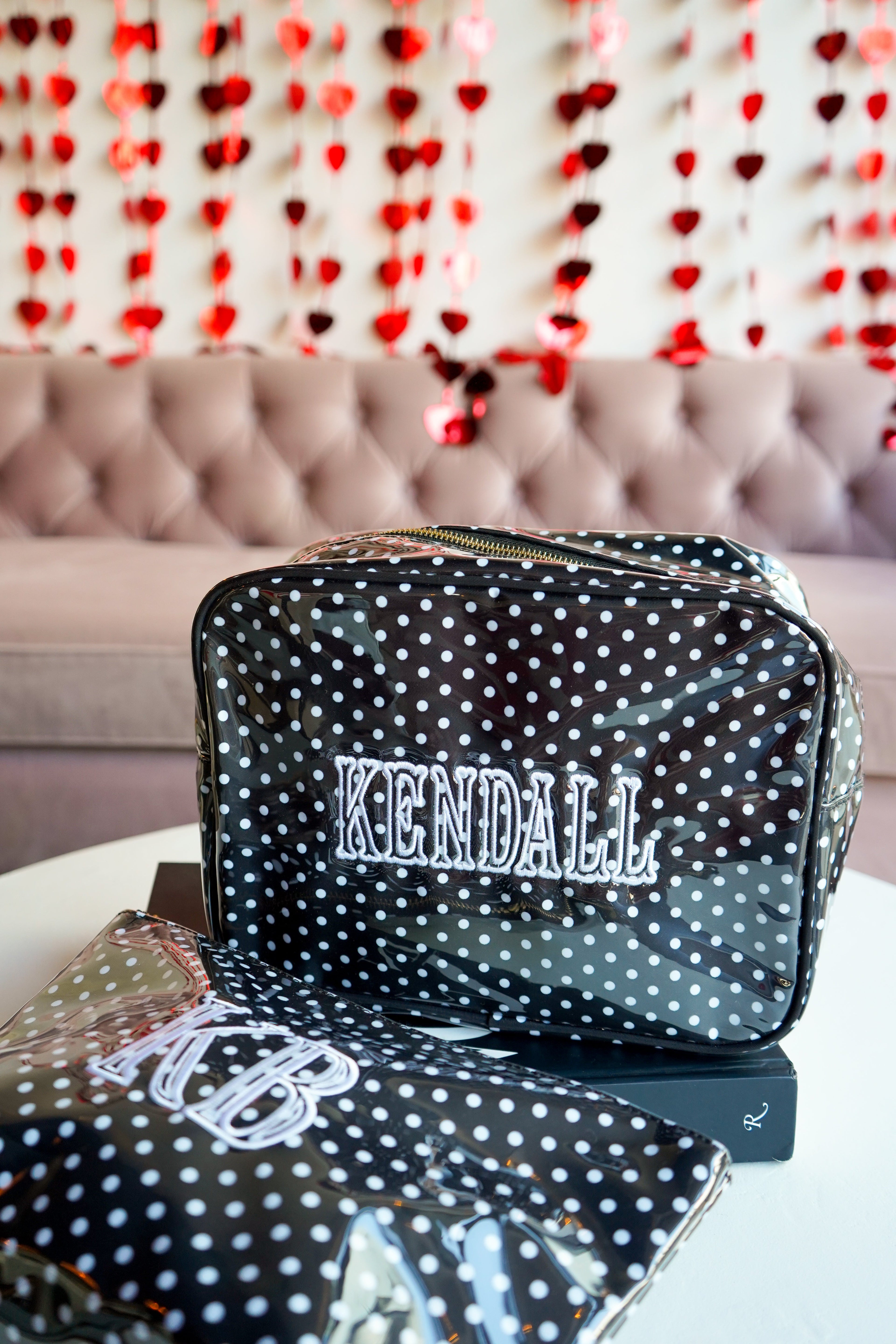 Black Polka Dot - Clear Coat XL Toiletry Bag