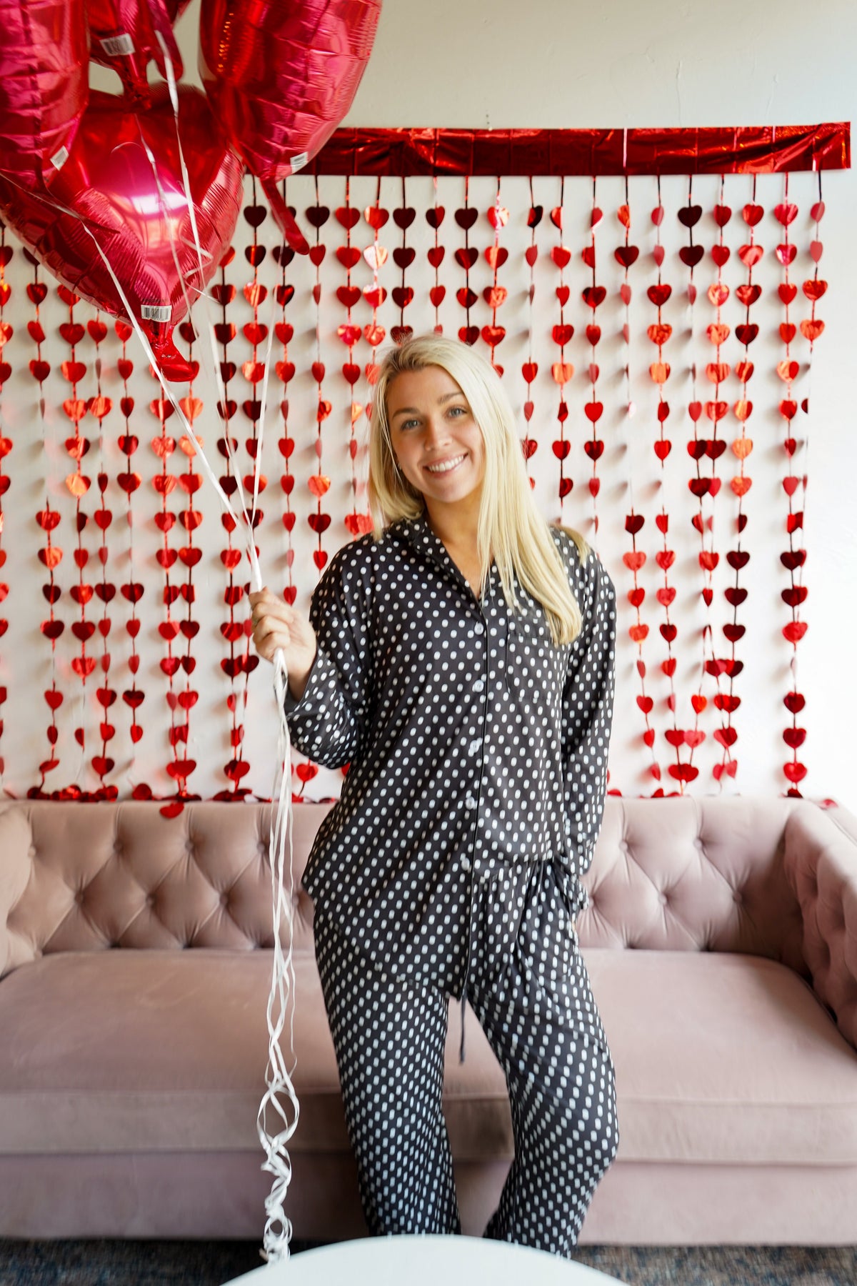 Black Polka Dot - Long Pajama Set