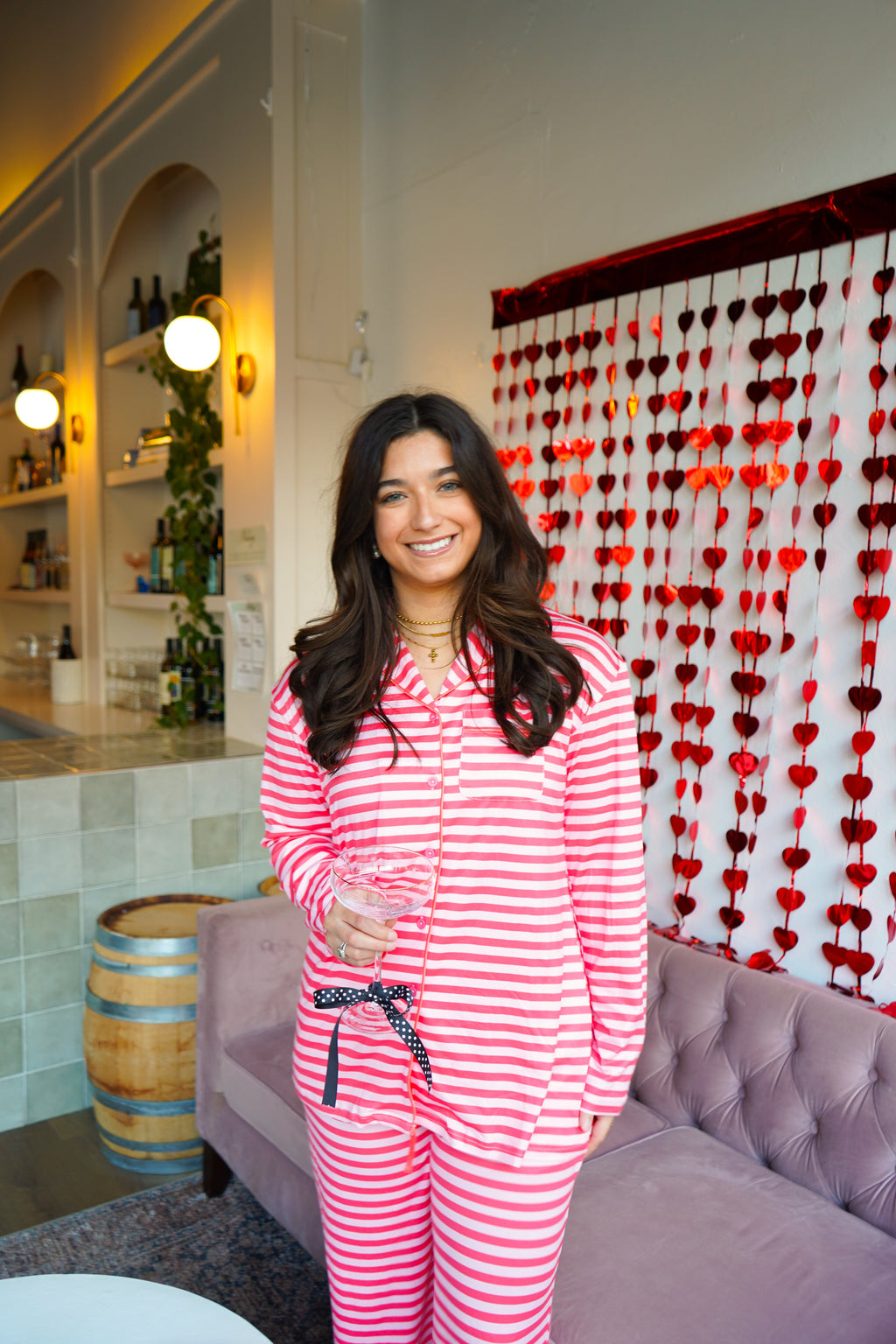 Pink & Red Stripes - Long Pajama Set
