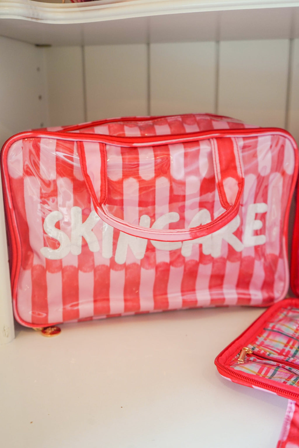 Skincare - Candy Stripes Clear Coat Toiletry Case