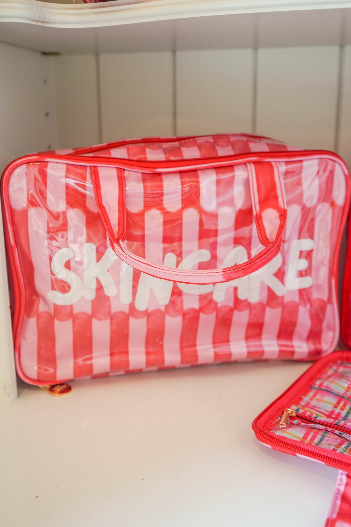 Skincare - Candy Stripes Clear Coat Toiletry Case
