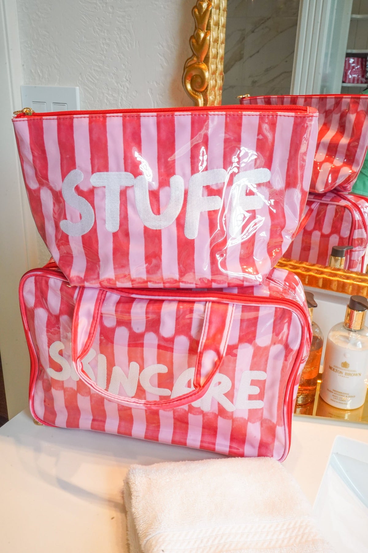Skincare - Candy Stripes Clear Coat Toiletry Case