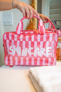 Skincare Candy Stripes Clear Coat Toiletry Case