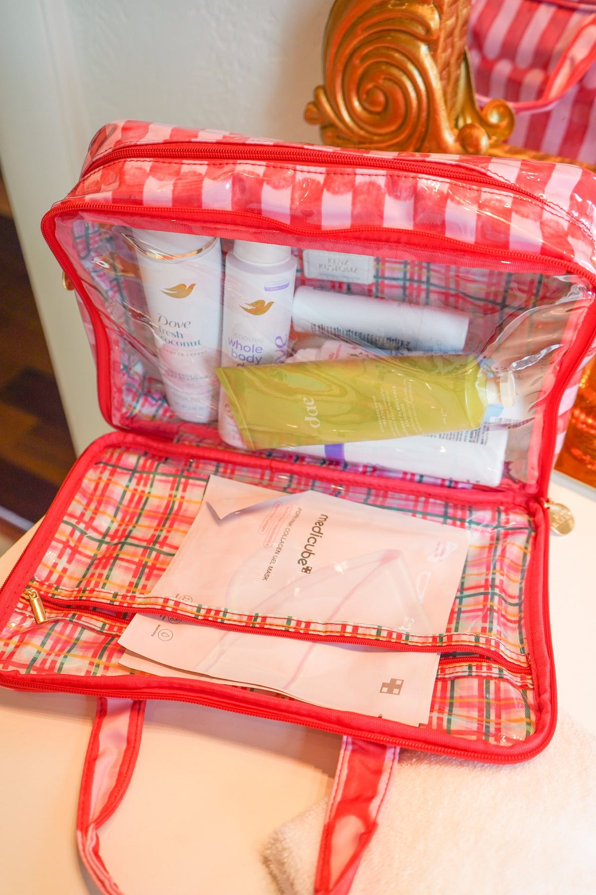 Skincare - Candy Stripes Clear Coat Toiletry Case