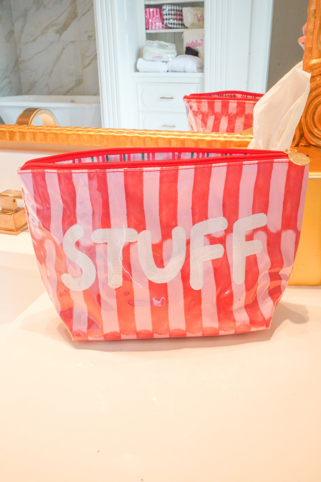 Stuff Candy Stripes Clear Coat Toiletry Bag