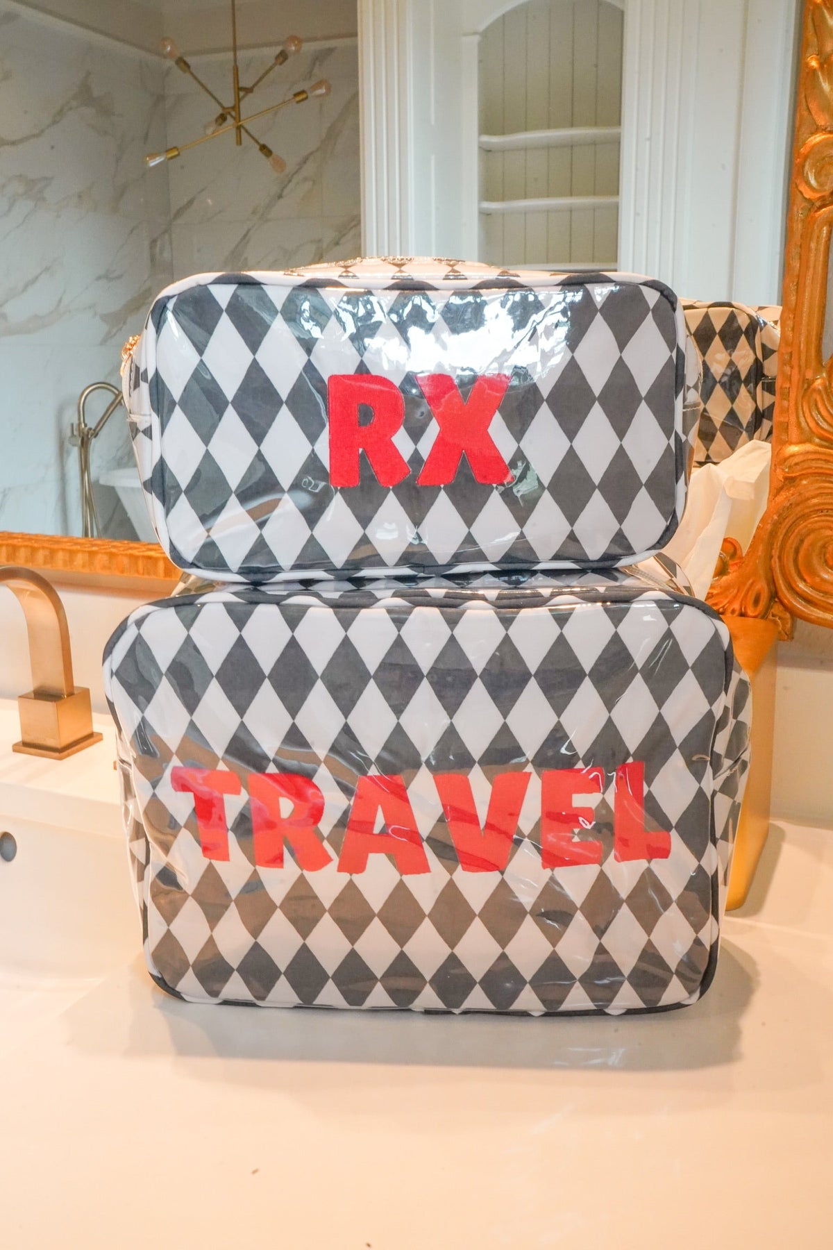 Travel - Black Argyle XL Clear Coat Bag