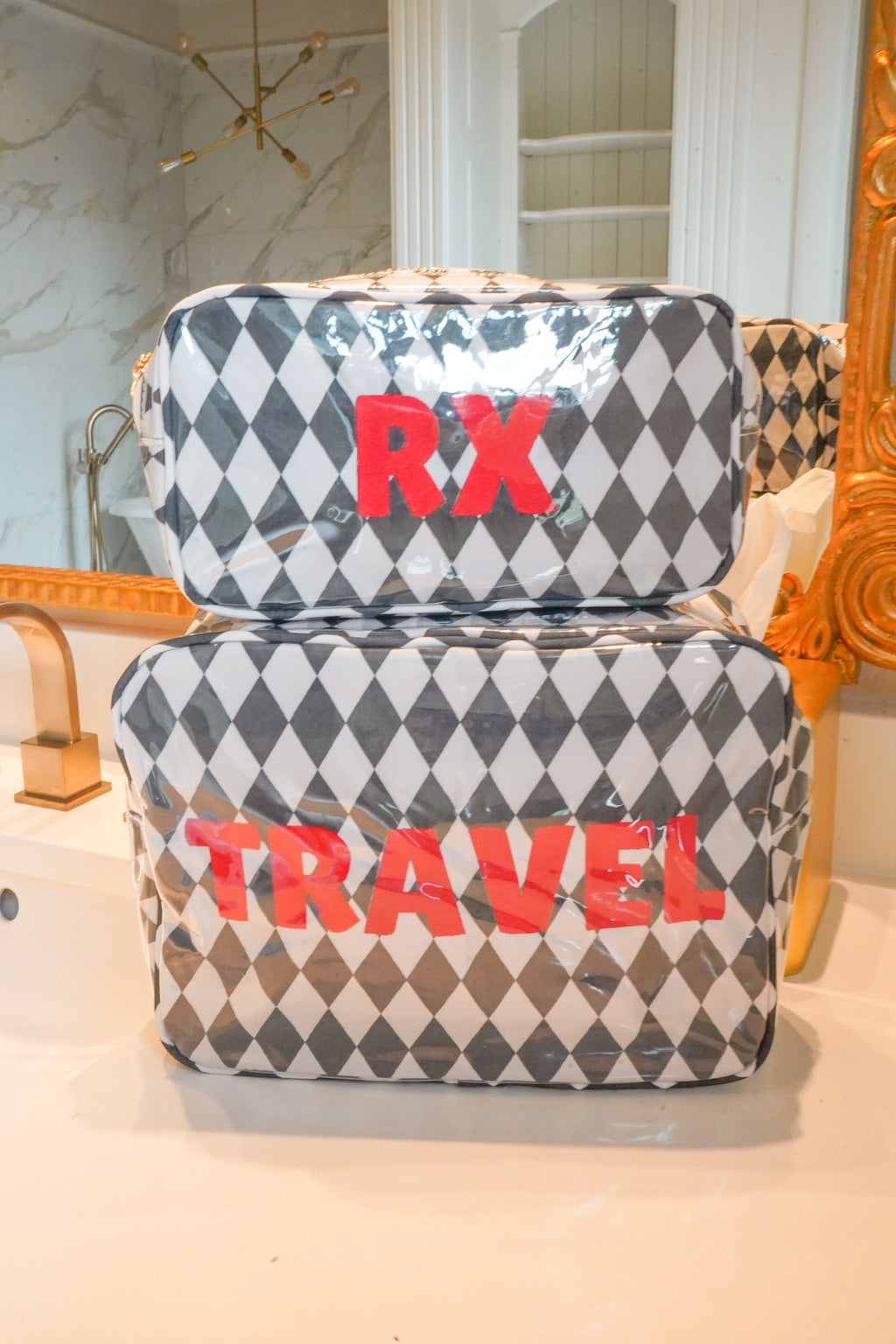 Travel - Black Argyle XL Clear Coat Bag