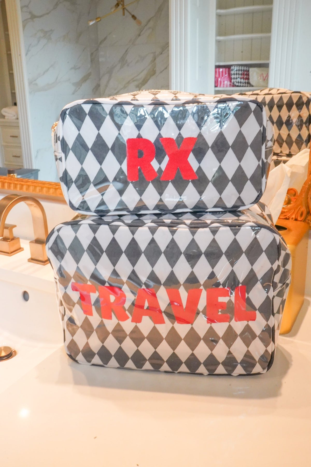 RX - Black Argyle Medium Clear Coat Bag