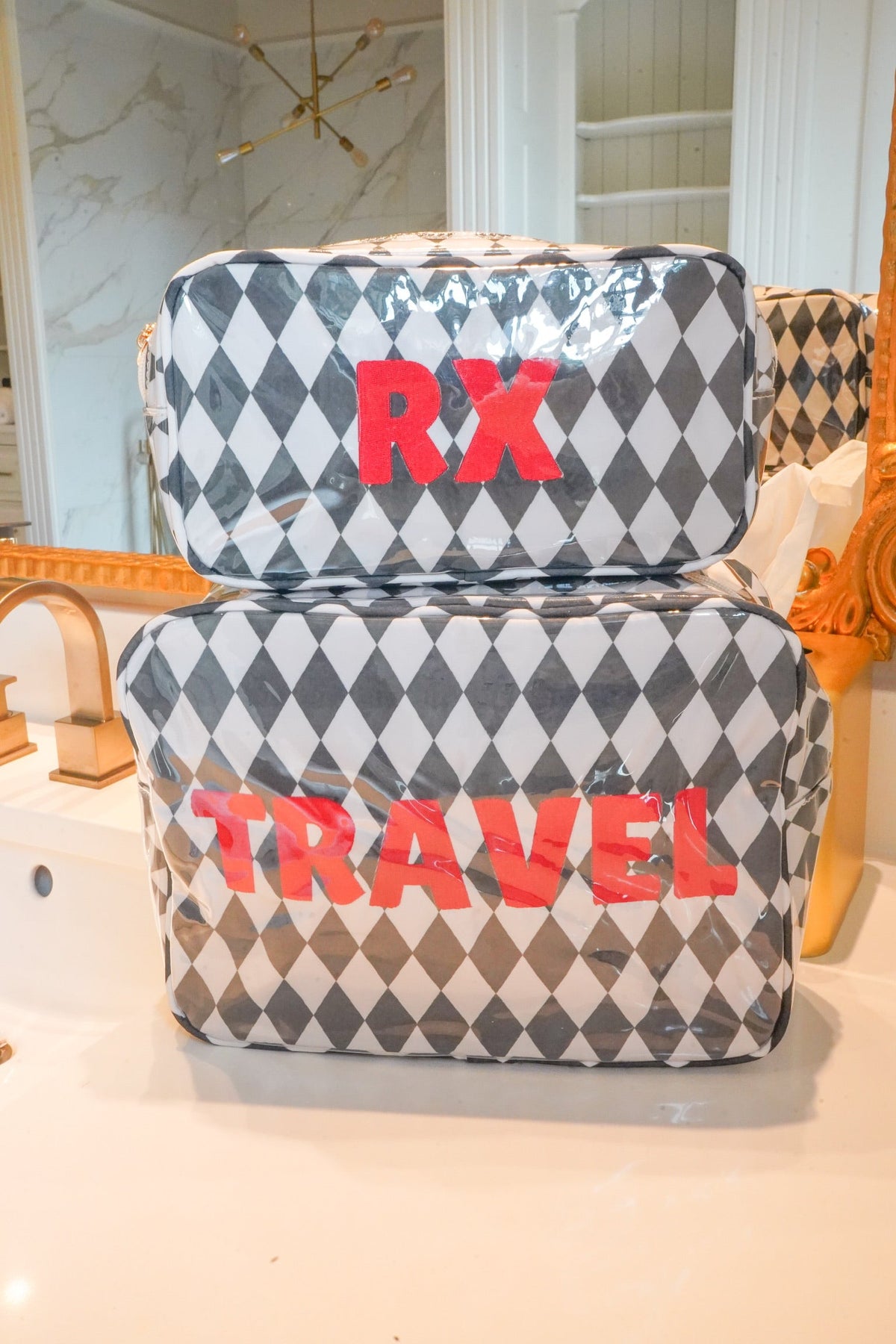 Travel - Black Argyle XL Clear Coat Bag