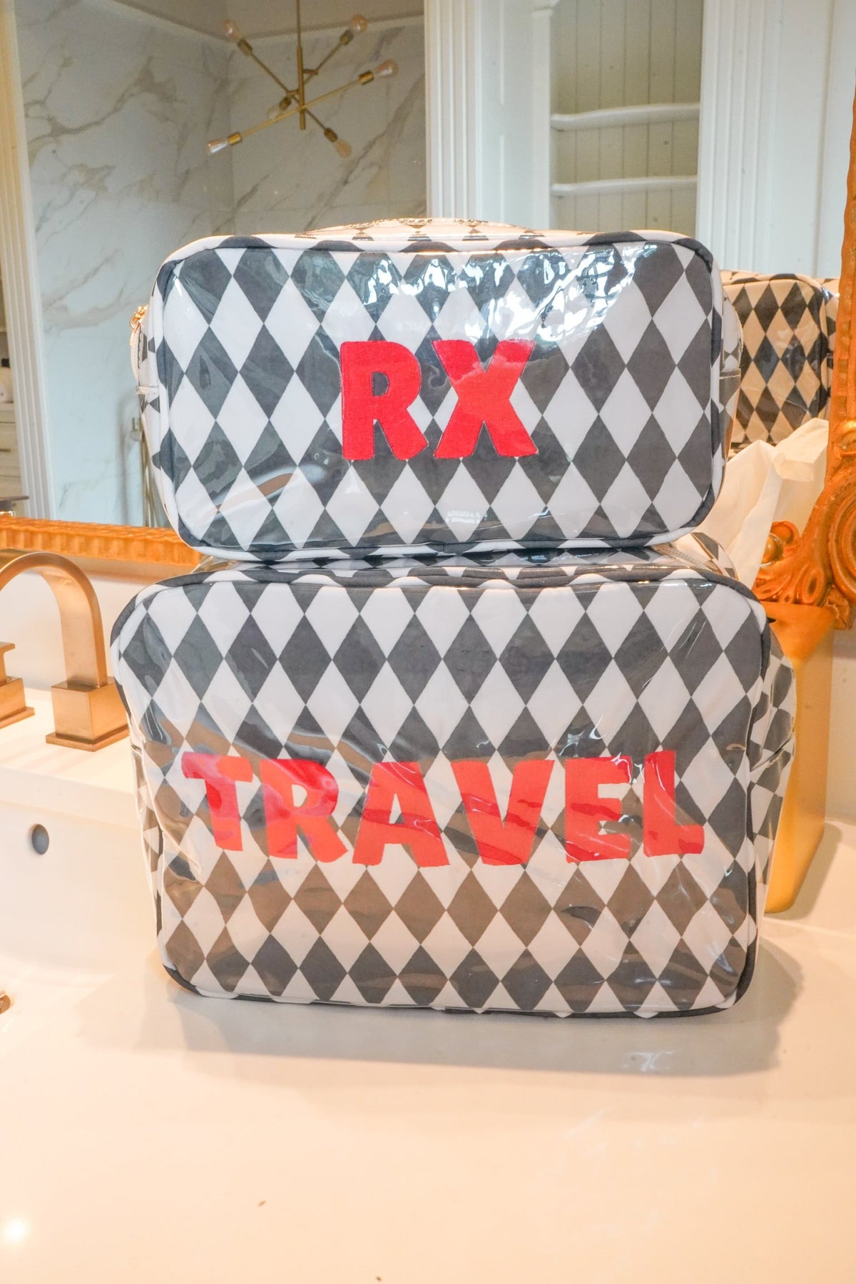 RX - Black Argyle Medium Clear Coat Bag