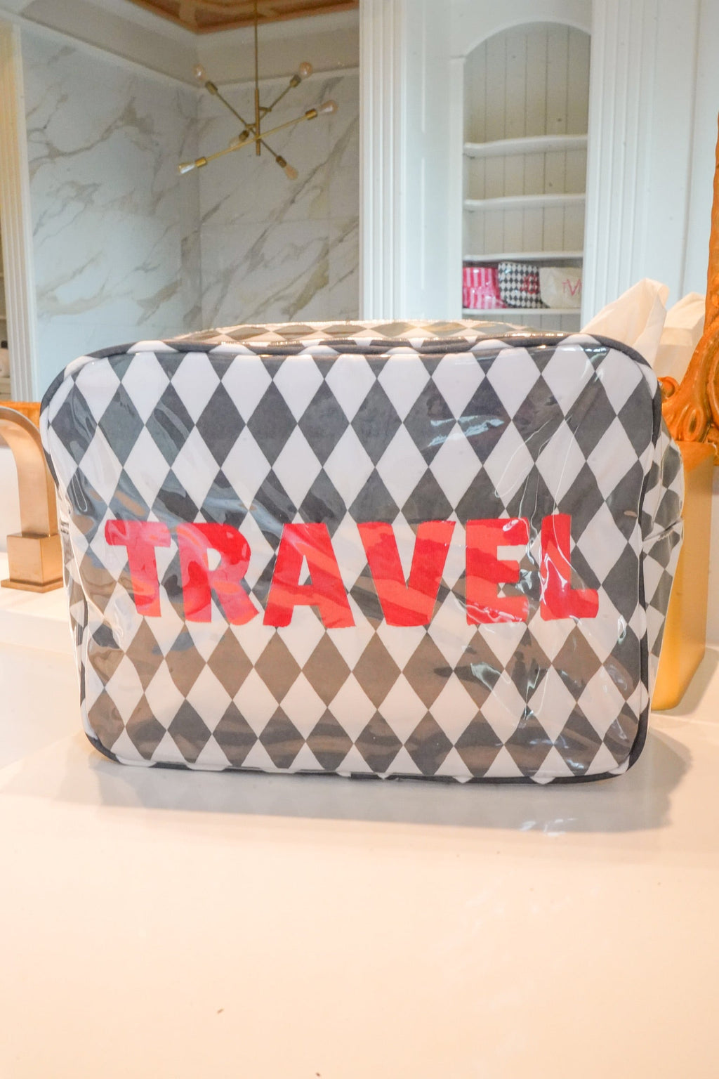 Travel Black Argyle XL Clear Coat Bag