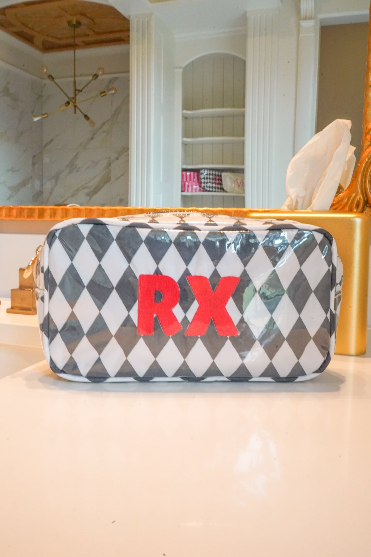 RX - Black Argyle Medium Clear Coat Bag