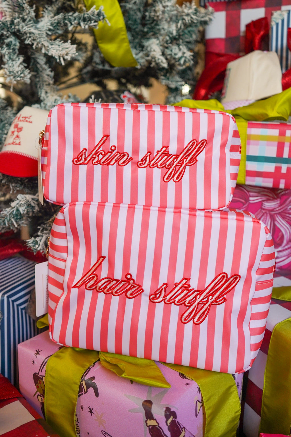 Hair Stuff - Pink & Red Stripes XL Bag
