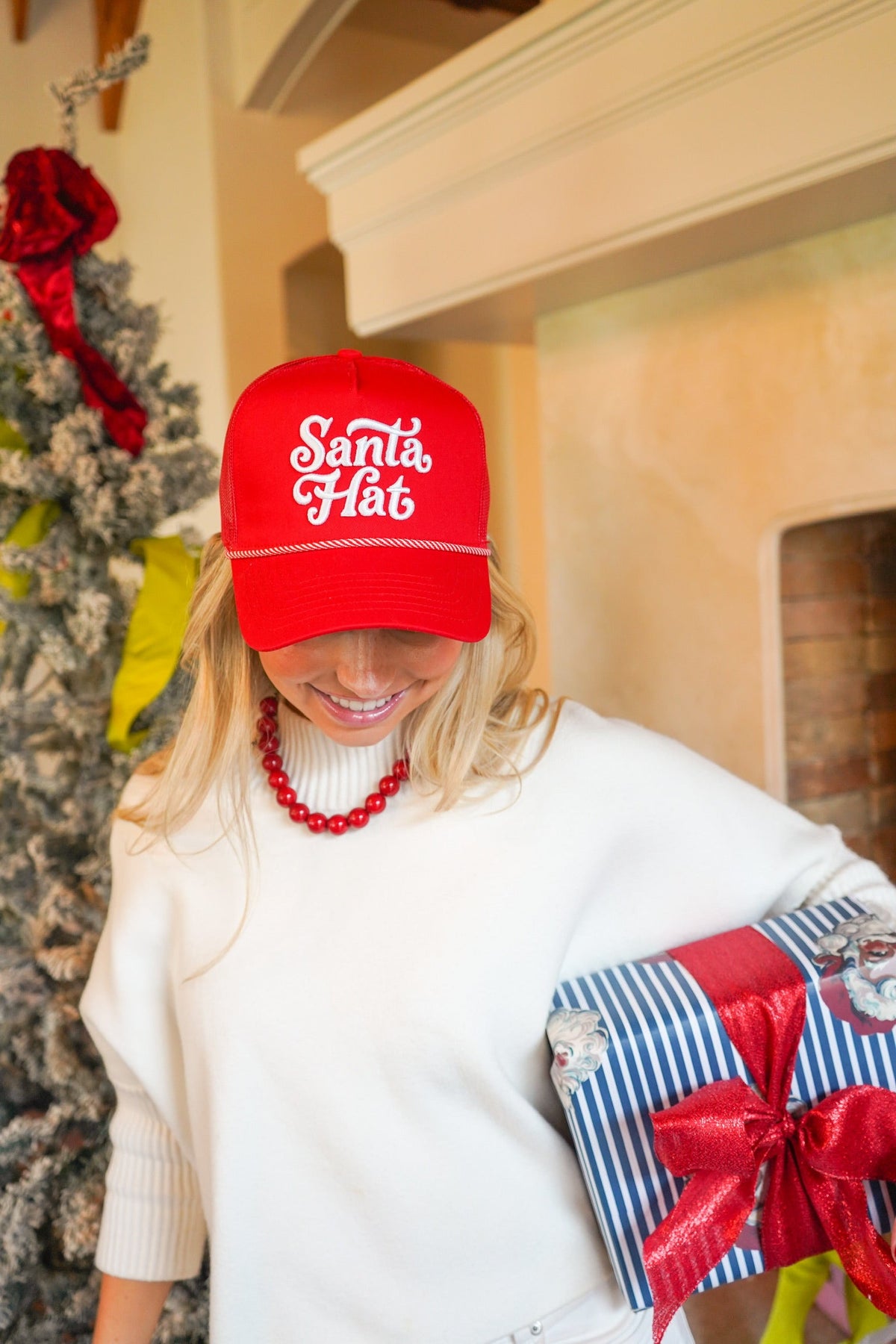 Santa Hat - Red Mesh Back Trucker Hat