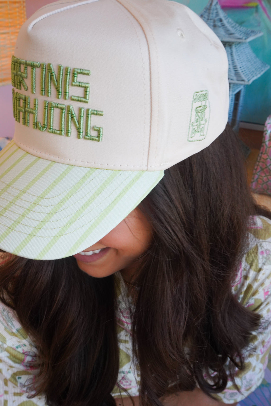 Martinis and Mahjong - Green Stripe Trucker Hat
