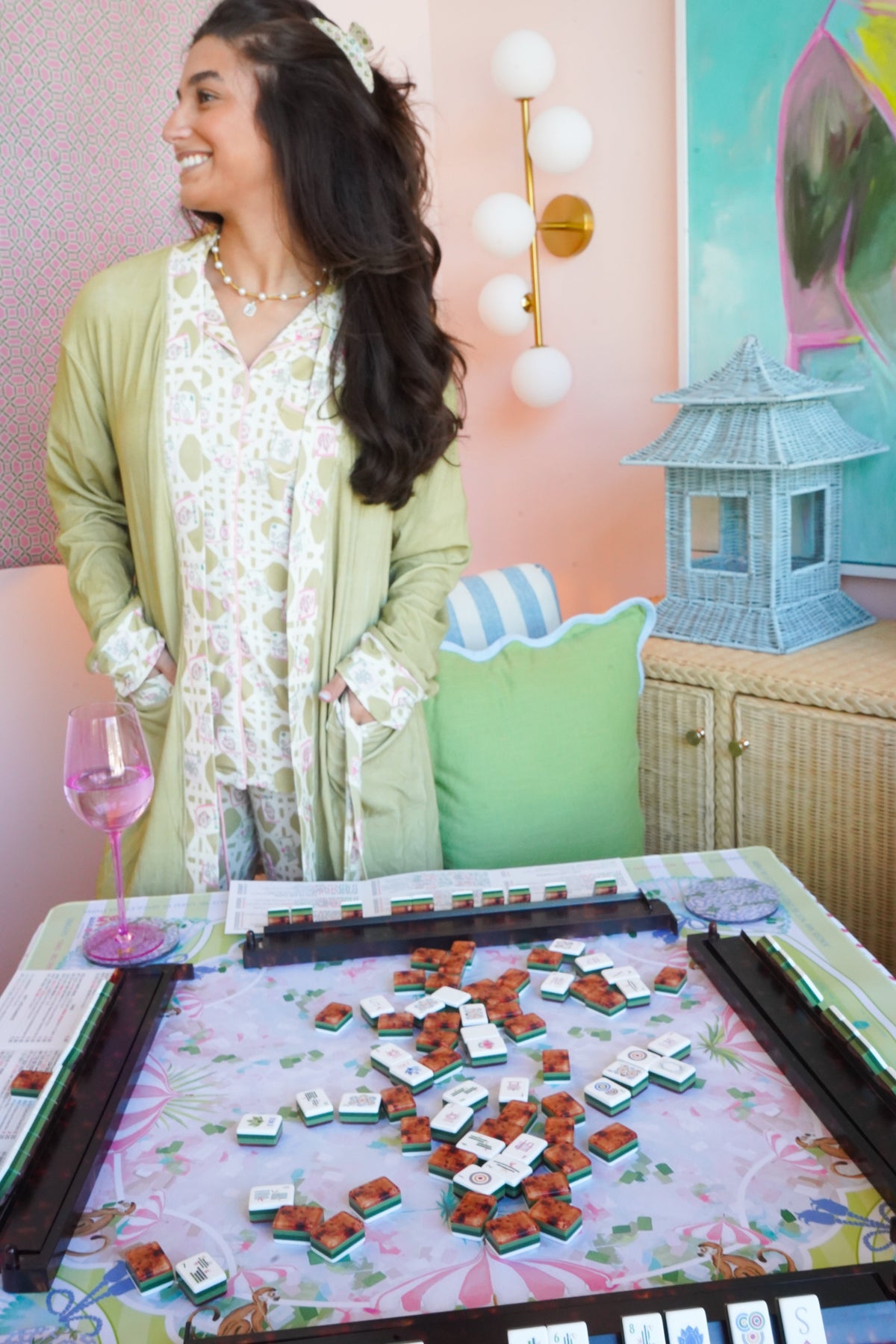 Mahjong Ribbed Bamboo Lounge Robe