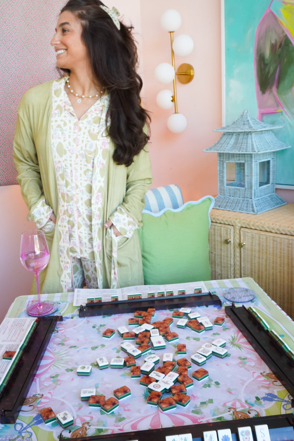 Mahjong Ribbed Bamboo Lounge Robe