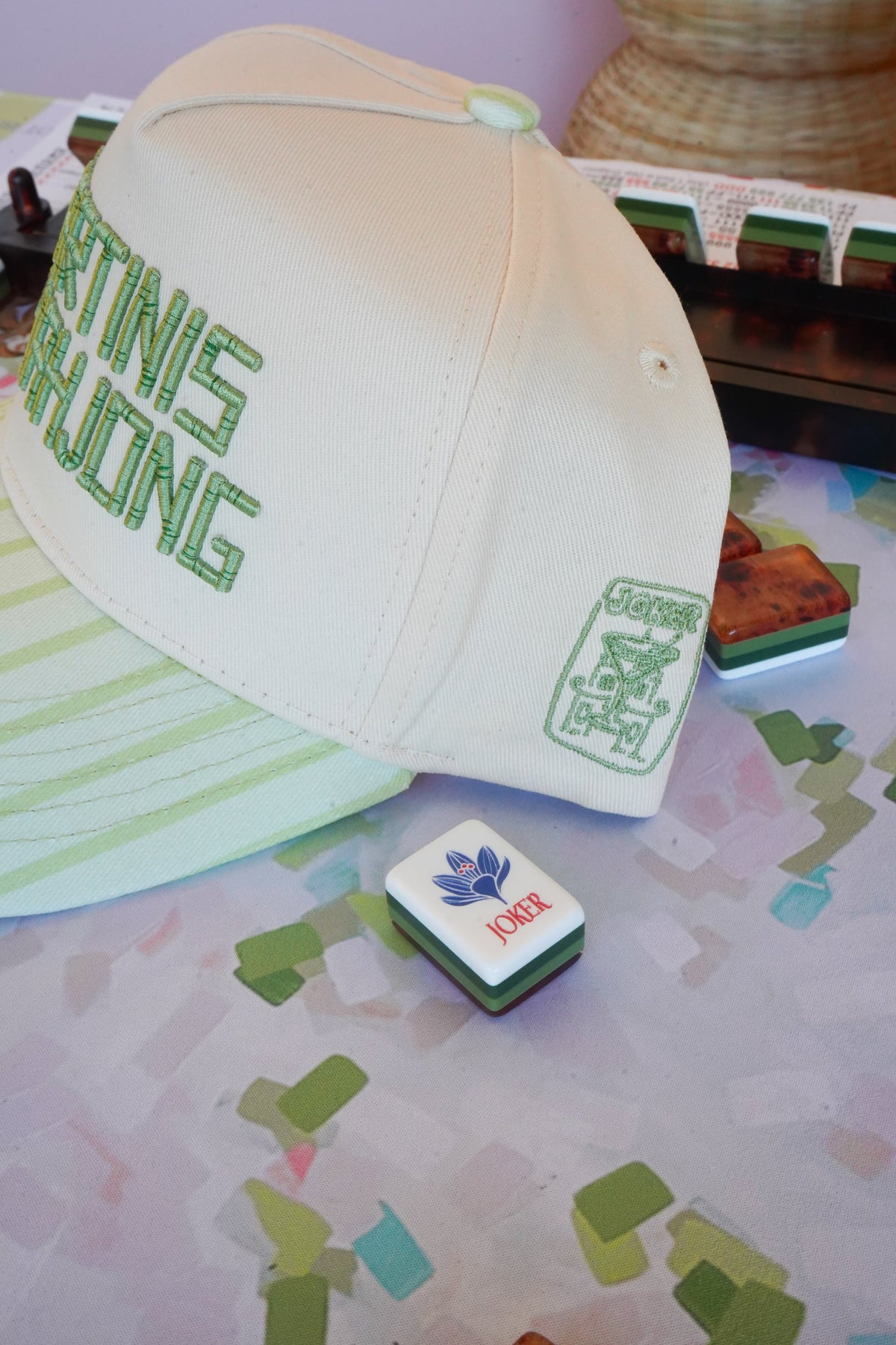 Martinis and Mahjong - Green Stripe Trucker Hat
